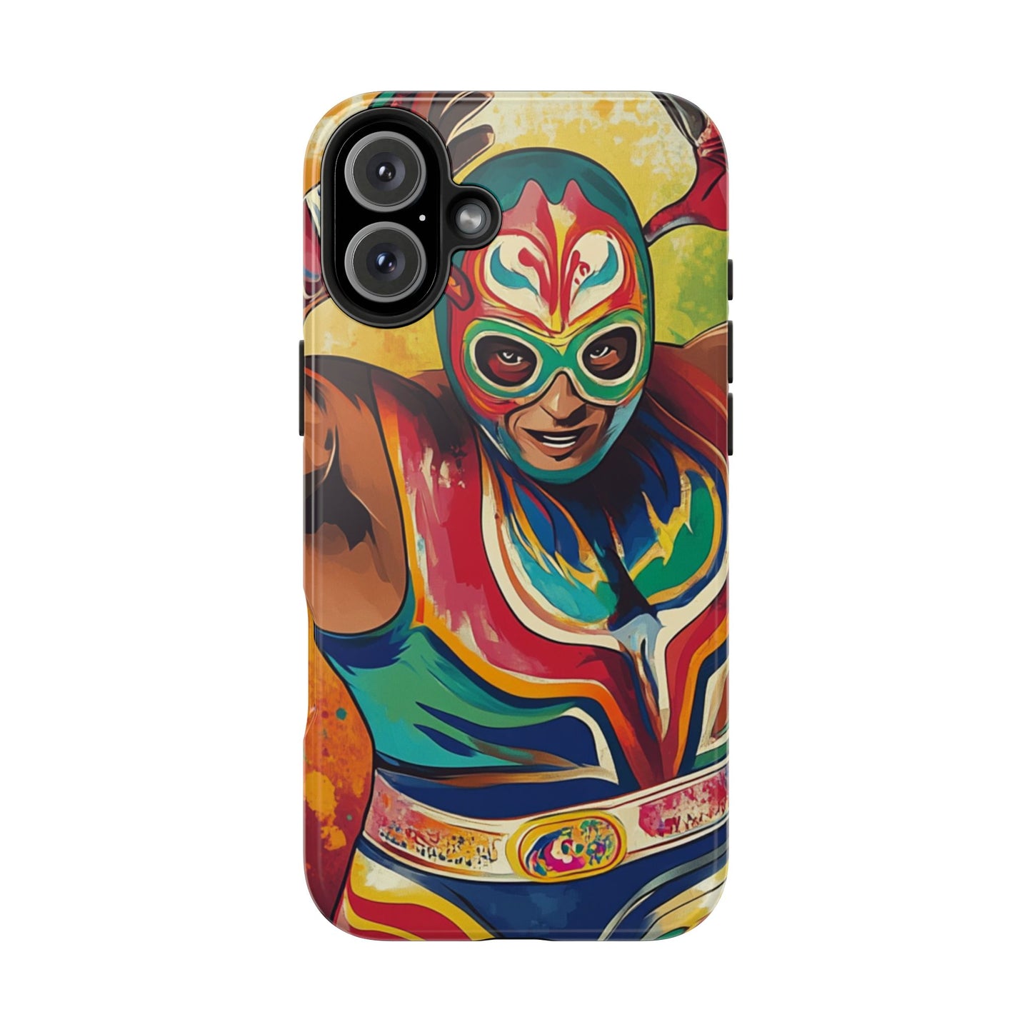 Colorful Lucha Libre Wrestler Tough Phone Case - Protective Phone Cover, Fun Wrestling Fan Gift, Vibrant Masked Wrestler Phone