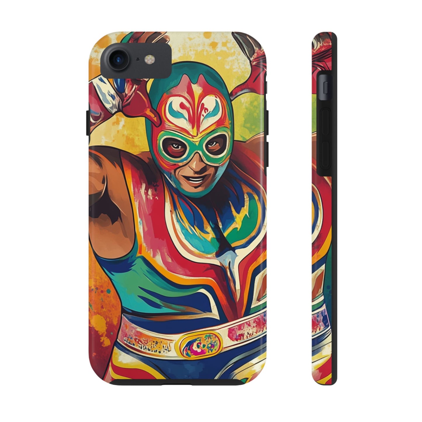Colorful Lucha Libre Wrestler Tough Phone Case - Protective Phone Cover, Fun Wrestling Fan Gift, Vibrant Masked Wrestler Phone
