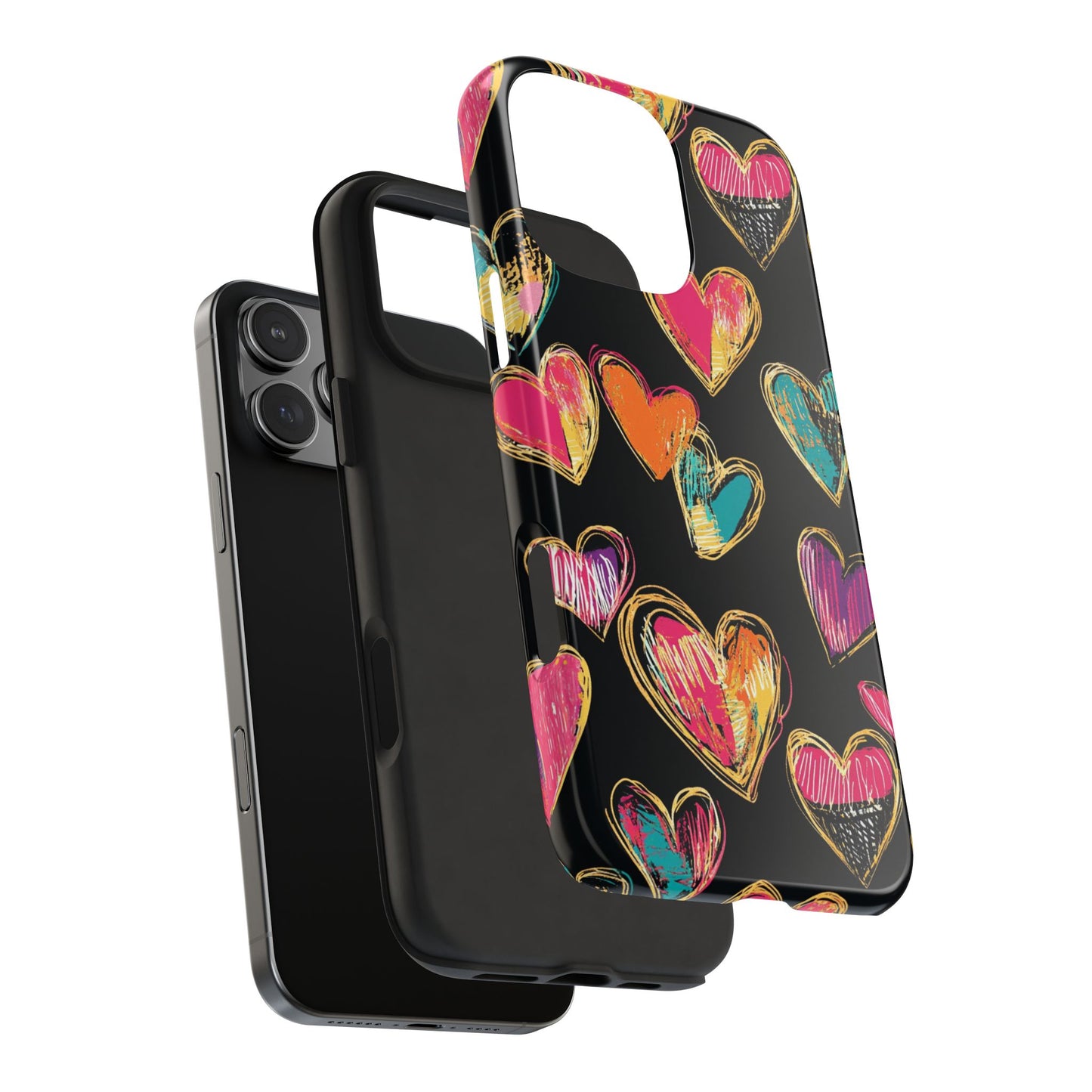 Love is in the Air | Colorful Chalk Hearts Design Phone Case