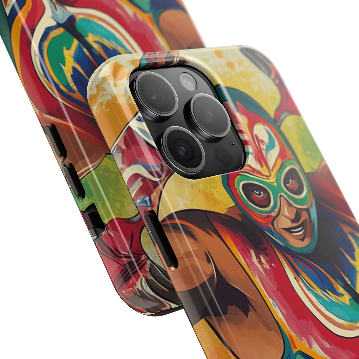 Colorful Lucha Libre Wrestler Tough Phone Case - Protective Phone Cover, Fun Wrestling Fan Gift, Vibrant Masked Wrestler Phone