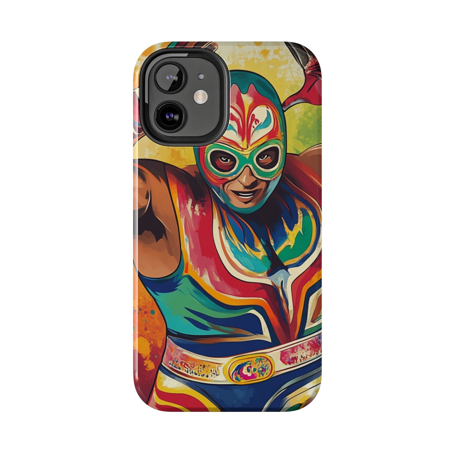 Colorful Lucha Libre Wrestler Tough Phone Case - Protective Phone Cover, Fun Wrestling Fan Gift, Vibrant Masked Wrestler Phone