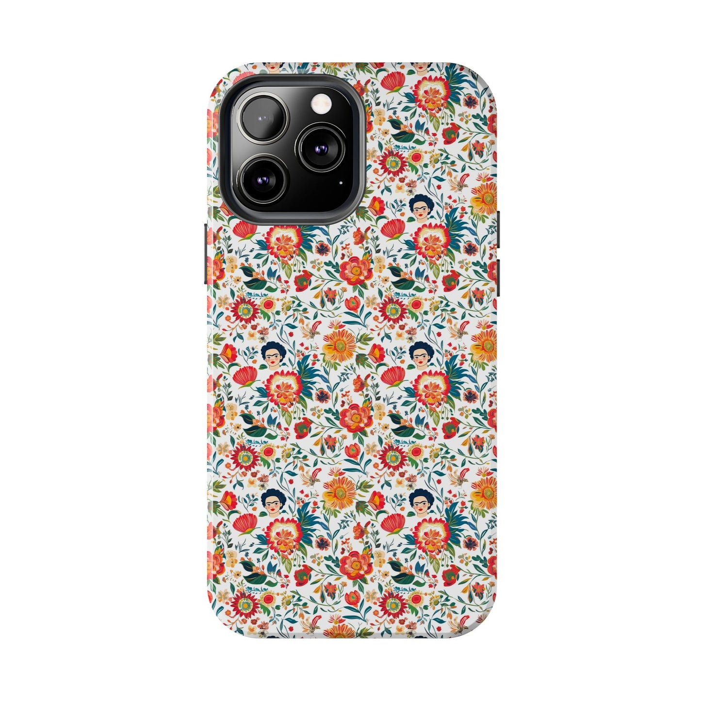 Frida Collection | Colorful Frida Kahlo Tough Phone Case for iPhone, Protective Case, Hard Shell Cover, Shockproof Case, Flower Pattern, Floral Design