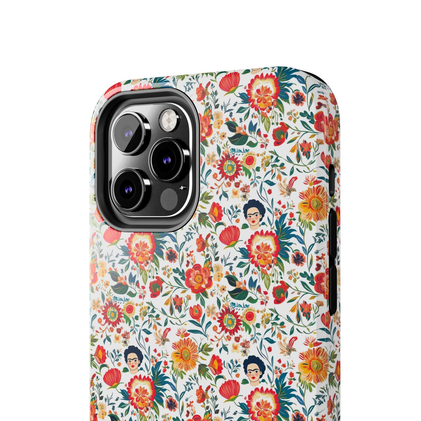 Frida Collection | Colorful Frida Kahlo Tough Phone Case for iPhone, Protective Case, Hard Shell Cover, Shockproof Case, Flower Pattern, Floral Design