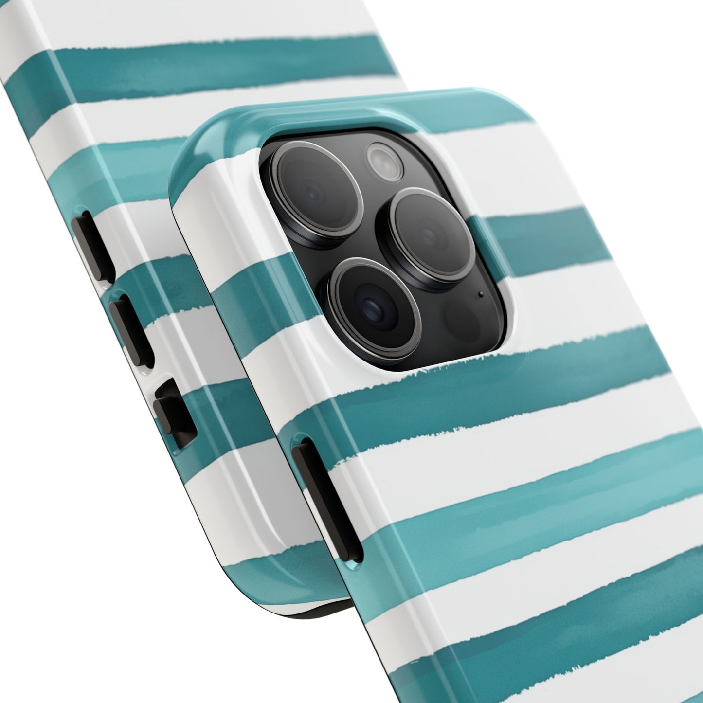 Vibrant Lines | Teal Ocean Striped Tough Phone Case