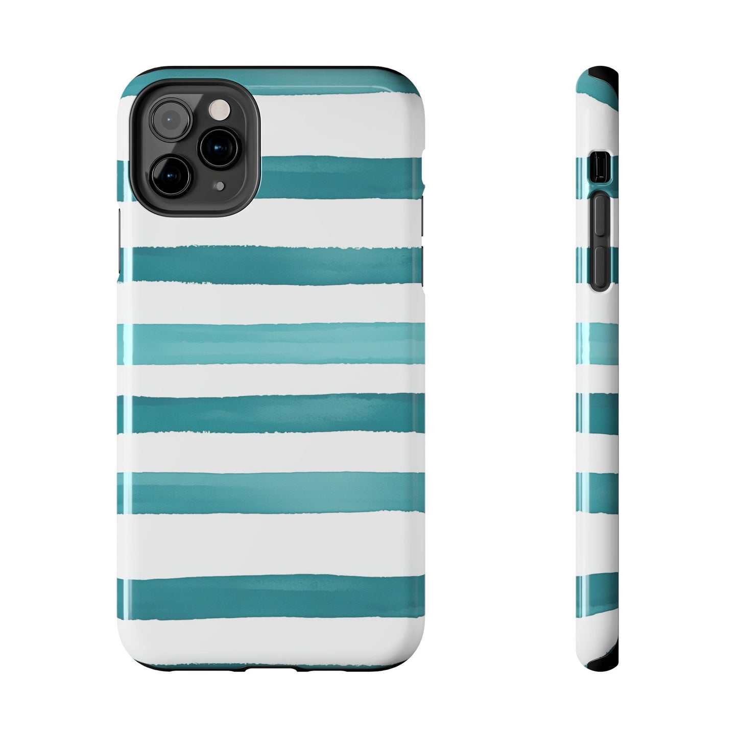 Vibrant Lines | Teal Ocean Striped Tough Phone Case