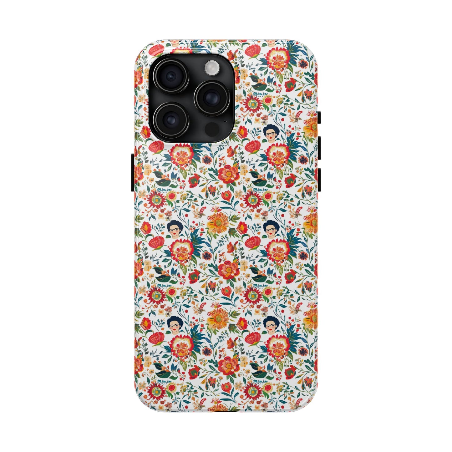 Frida Collection | Colorful Frida Kahlo Tough Phone Case for iPhone, Protective Case, Hard Shell Cover, Shockproof Case, Flower Pattern, Floral Design
