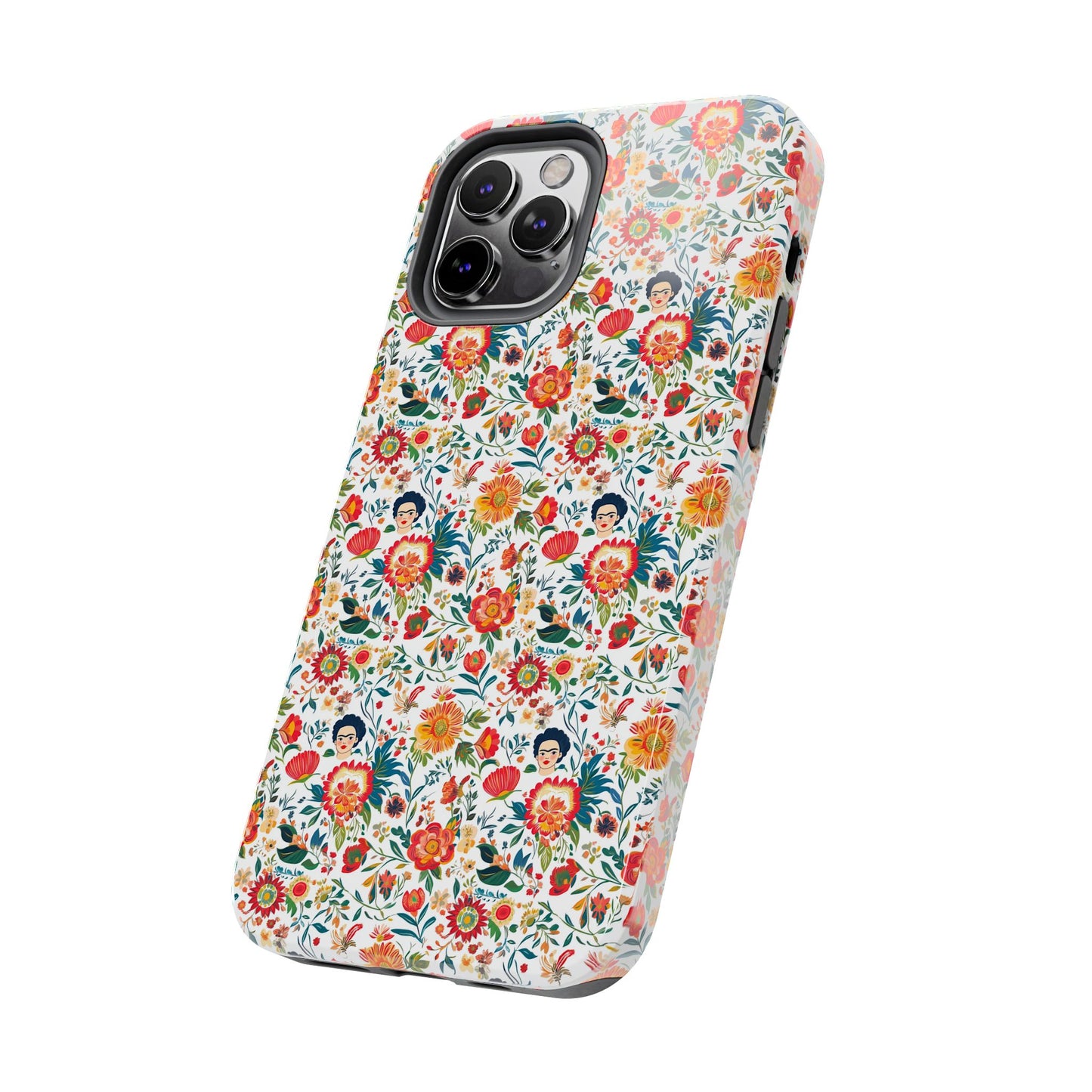 Frida Collection | Colorful Frida Kahlo Tough Phone Case for iPhone, Protective Case, Hard Shell Cover, Shockproof Case, Flower Pattern, Floral Design