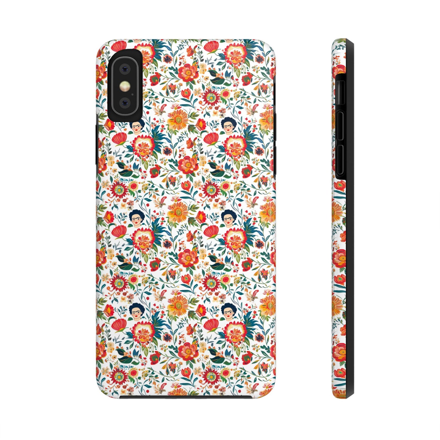 Frida Collection | Colorful Frida Kahlo Tough Phone Case for iPhone, Protective Case, Hard Shell Cover, Shockproof Case, Flower Pattern, Floral Design