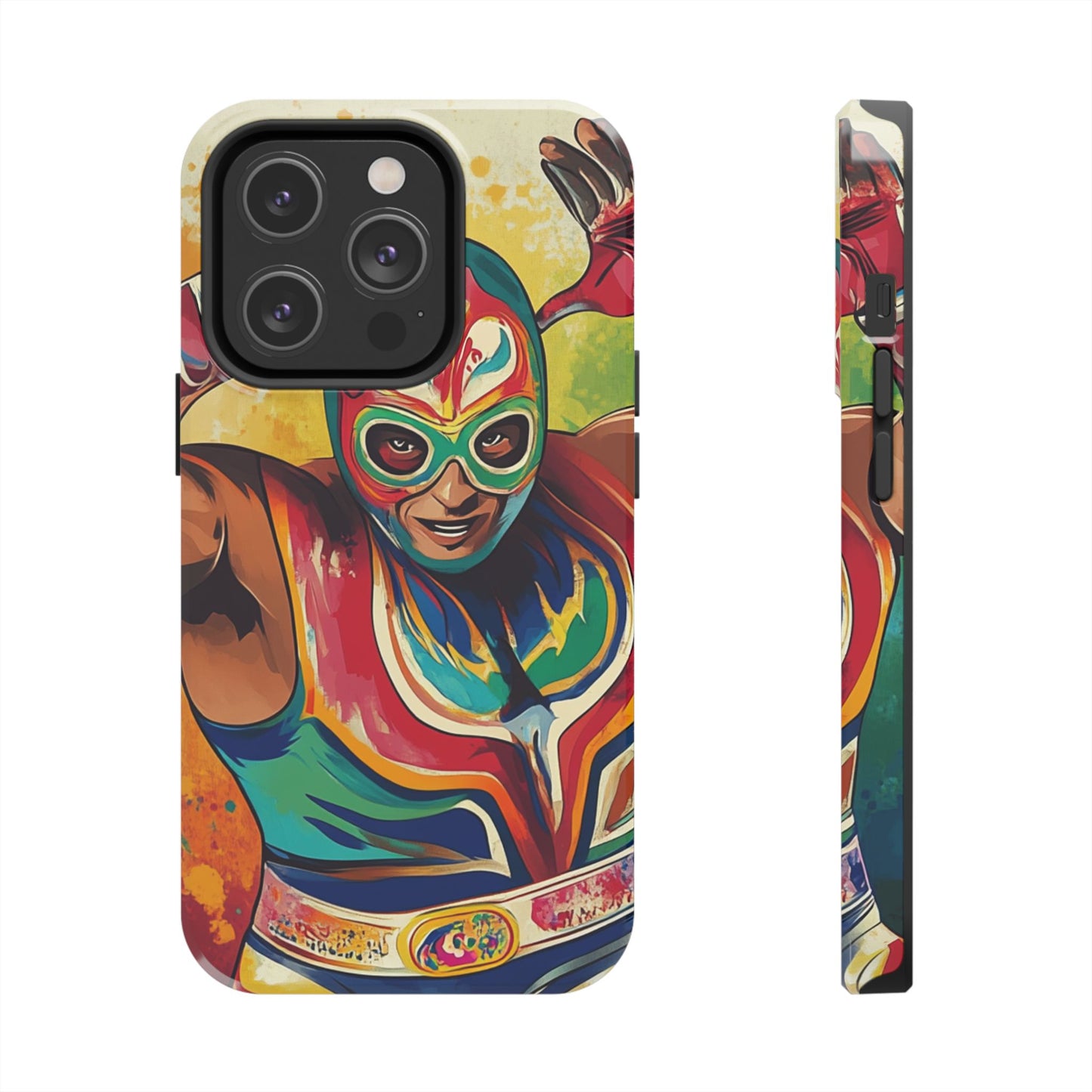 Colorful Lucha Libre Wrestler Tough Phone Case - Protective Phone Cover, Fun Wrestling Fan Gift, Vibrant Masked Wrestler Phone