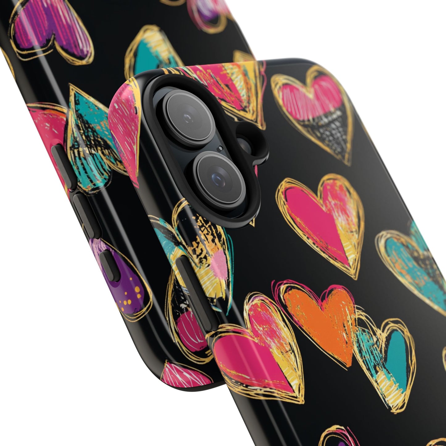 Love is in the Air | Colorful Chalk Hearts Design Phone Case
