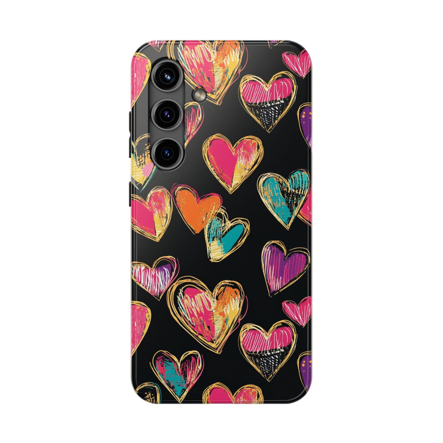 Love is in the Air | Colorful Chalk Hearts Design Phone Case