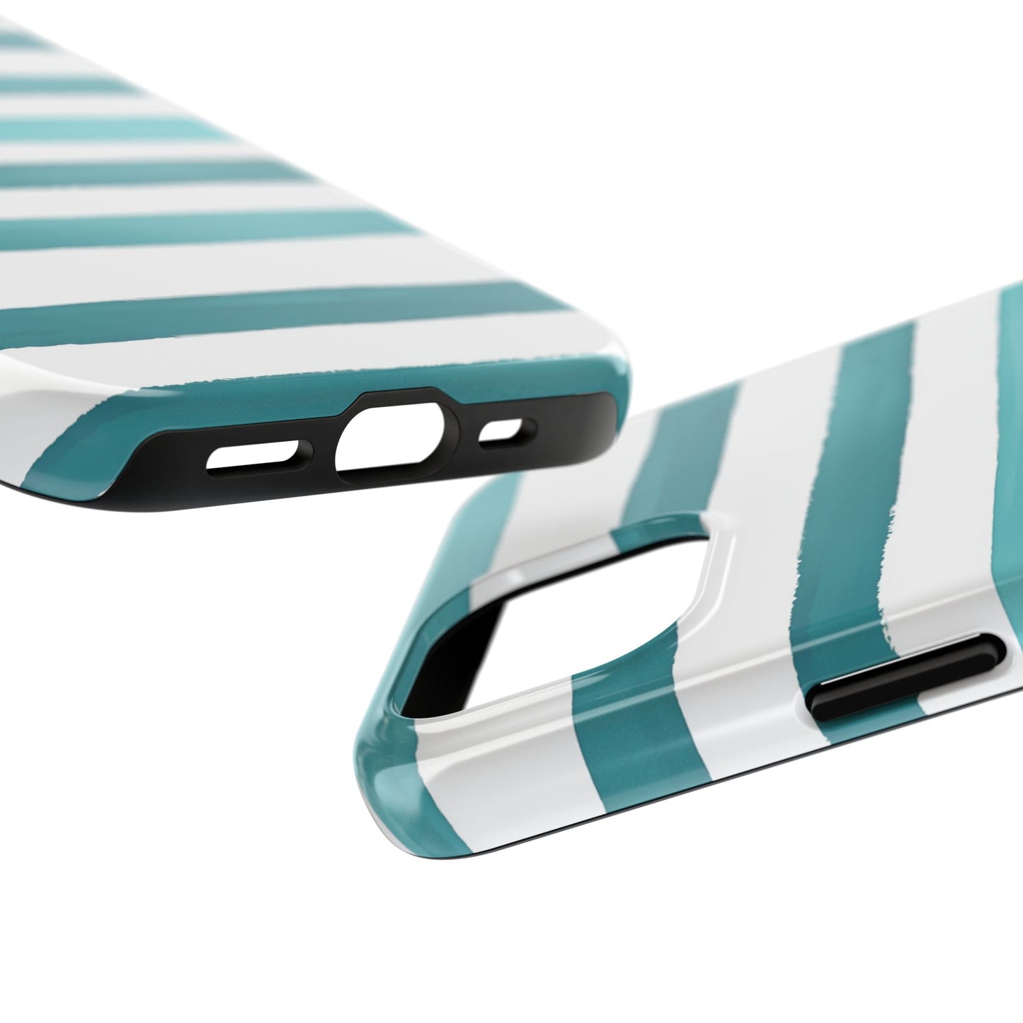 Vibrant Lines | Teal Ocean Striped Tough Phone Case