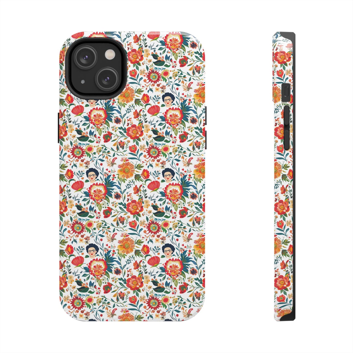 Frida Collection | Colorful Frida Kahlo Tough Phone Case for iPhone, Protective Case, Hard Shell Cover, Shockproof Case, Flower Pattern, Floral Design