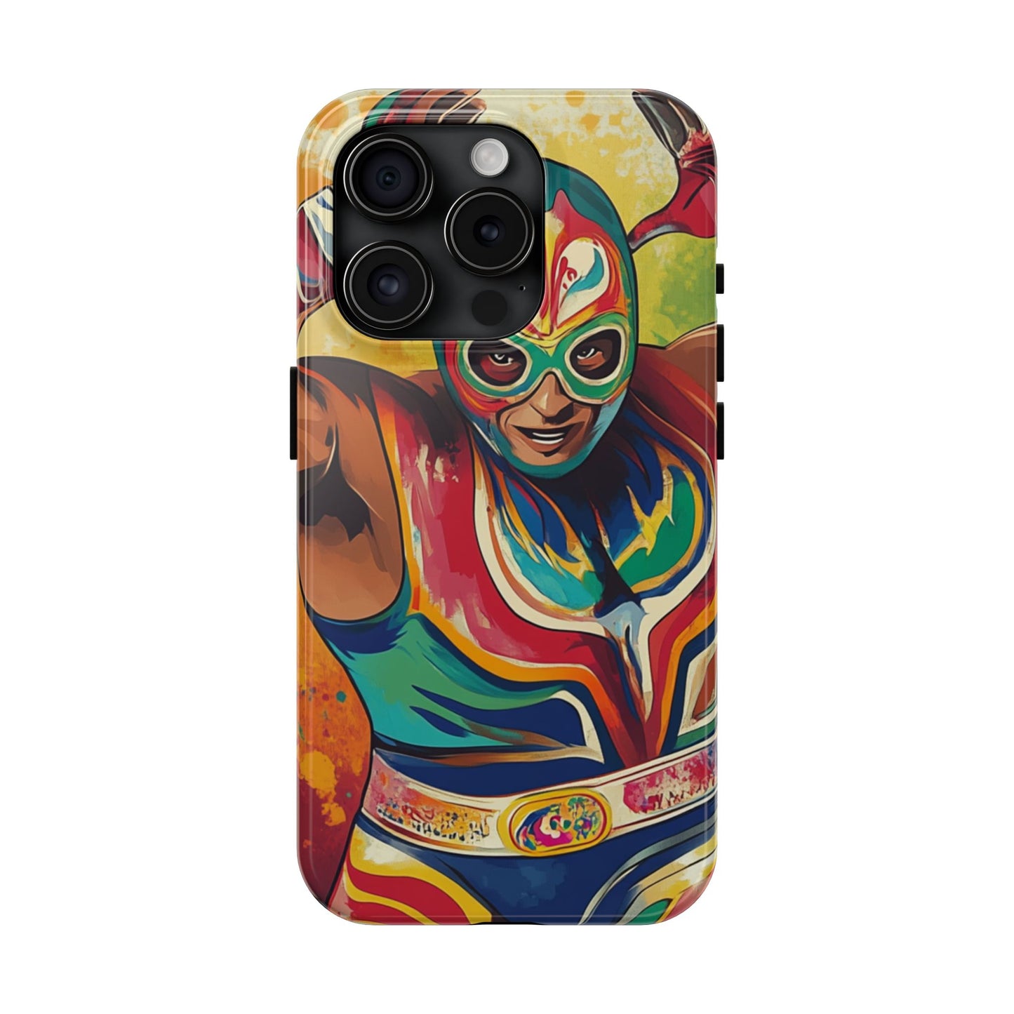 Colorful Lucha Libre Wrestler Tough Phone Case - Protective Phone Cover, Fun Wrestling Fan Gift, Vibrant Masked Wrestler Phone