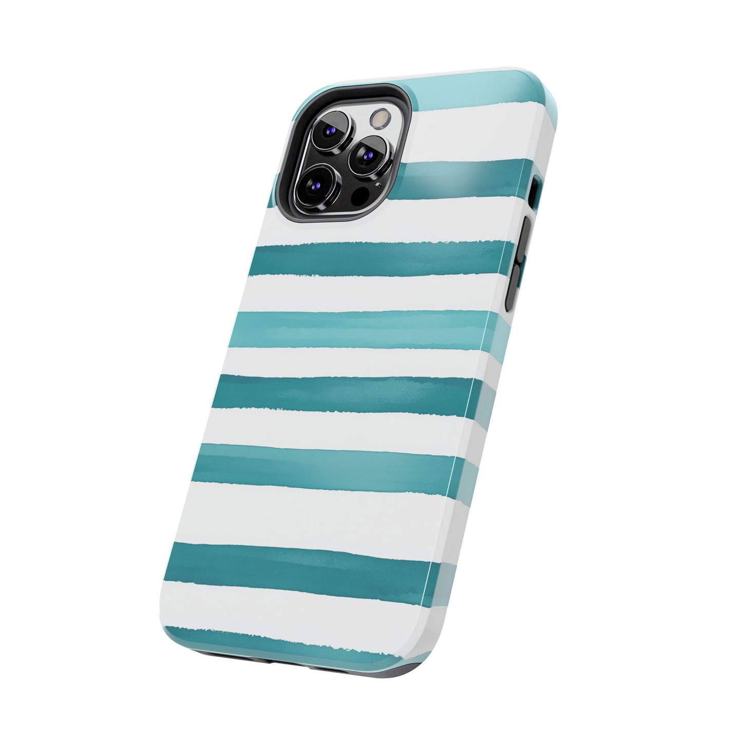 Vibrant Lines | Teal Ocean Striped Tough Phone Case
