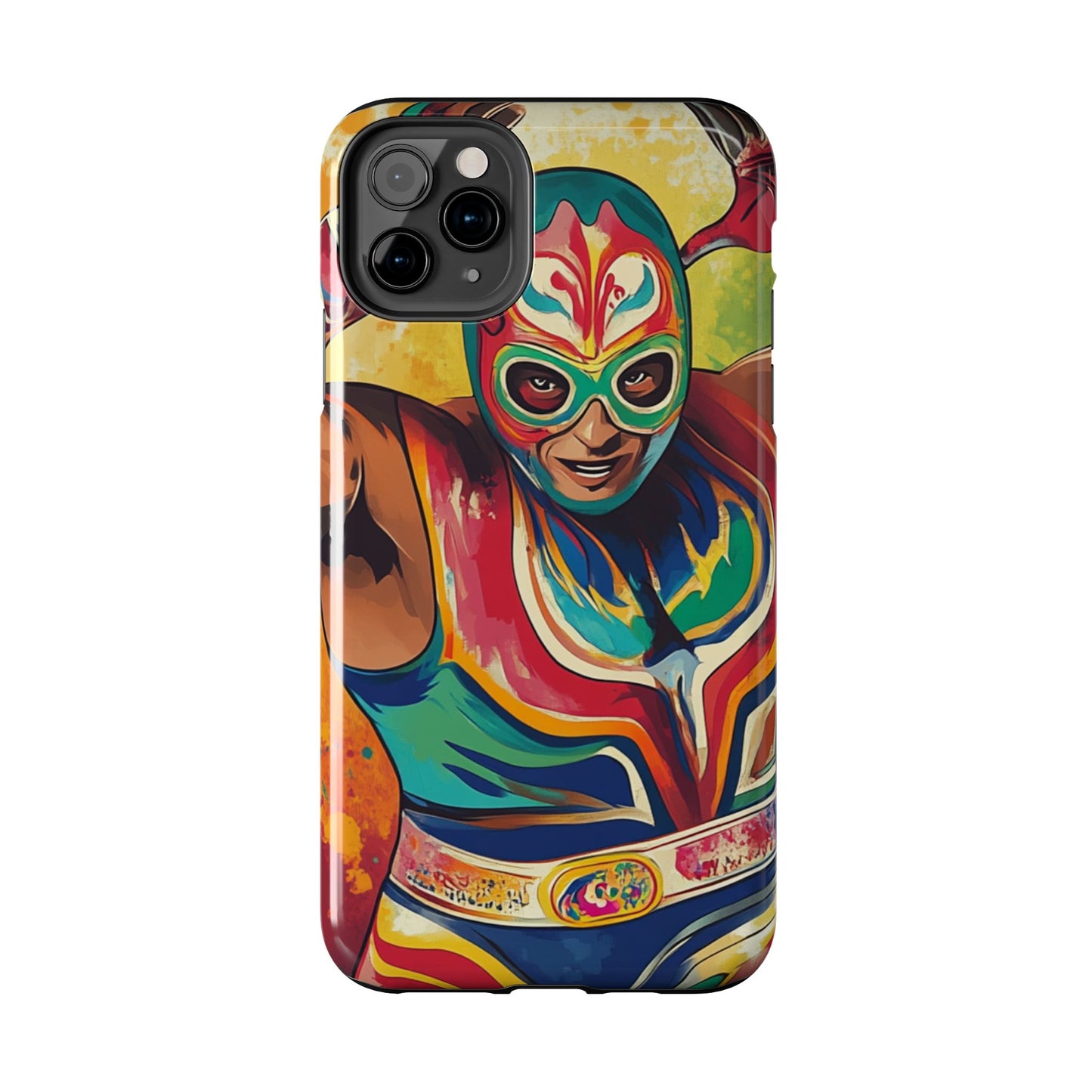 Colorful Lucha Libre Wrestler Tough Phone Case - Protective Phone Cover, Fun Wrestling Fan Gift, Vibrant Masked Wrestler Phone