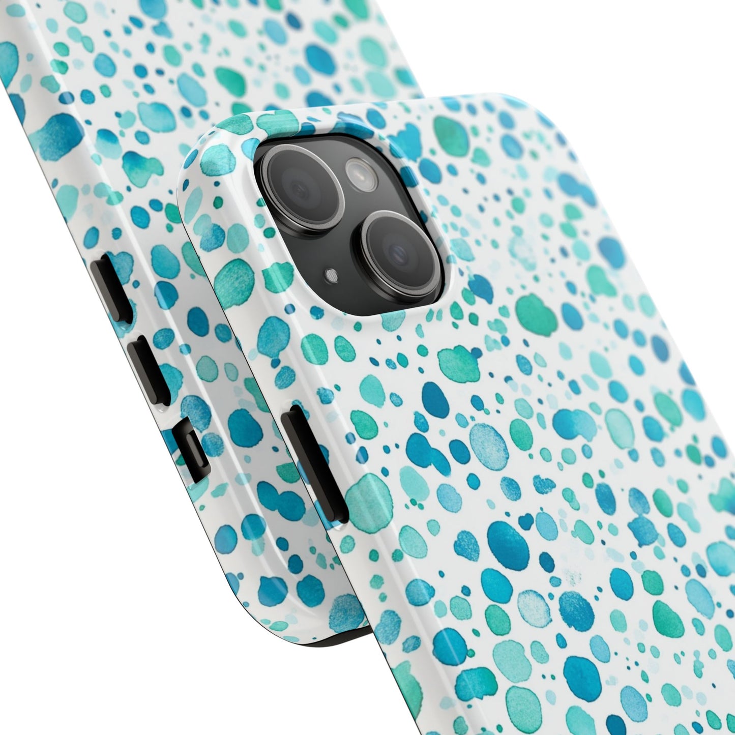 Trendy Spots | Aqua Watercolor Polka Dots Phone Case
