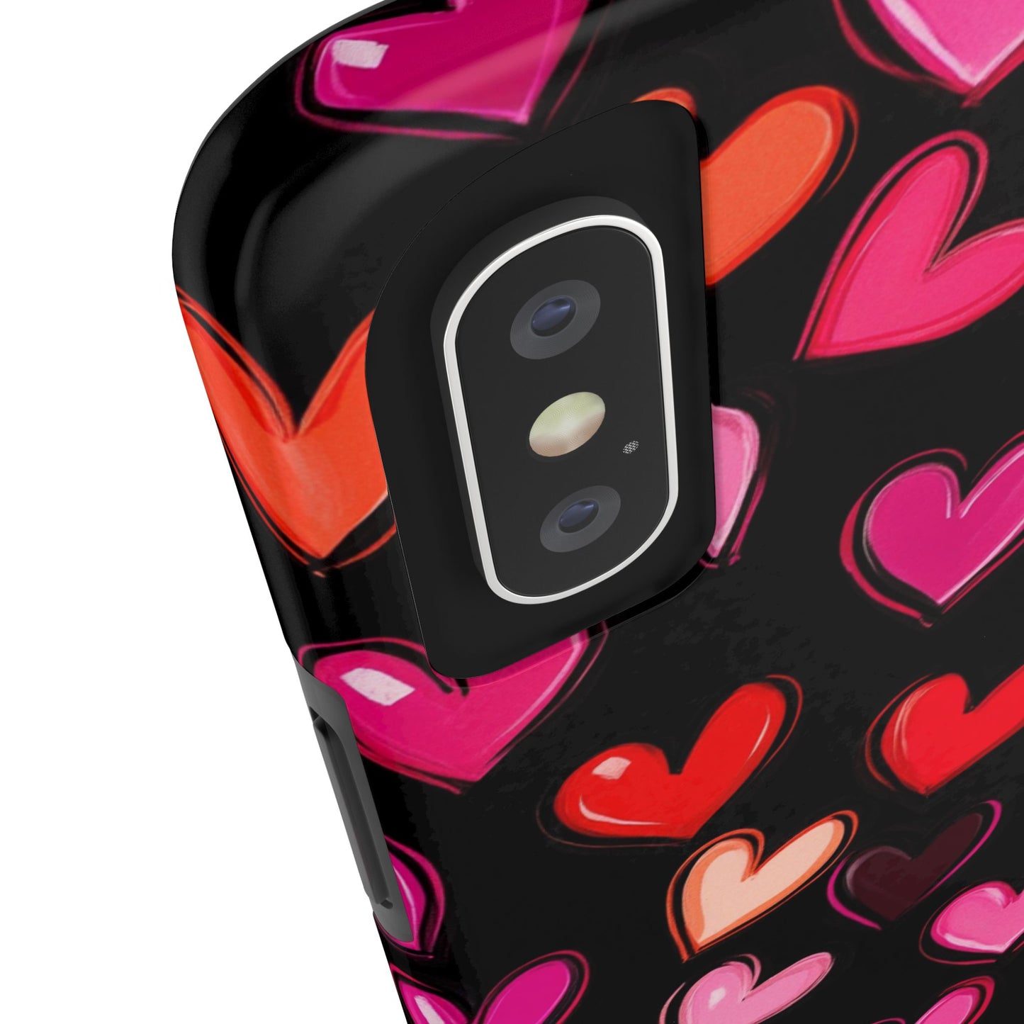 Love is in the Air | Colorful Hearts on Black Phone Case