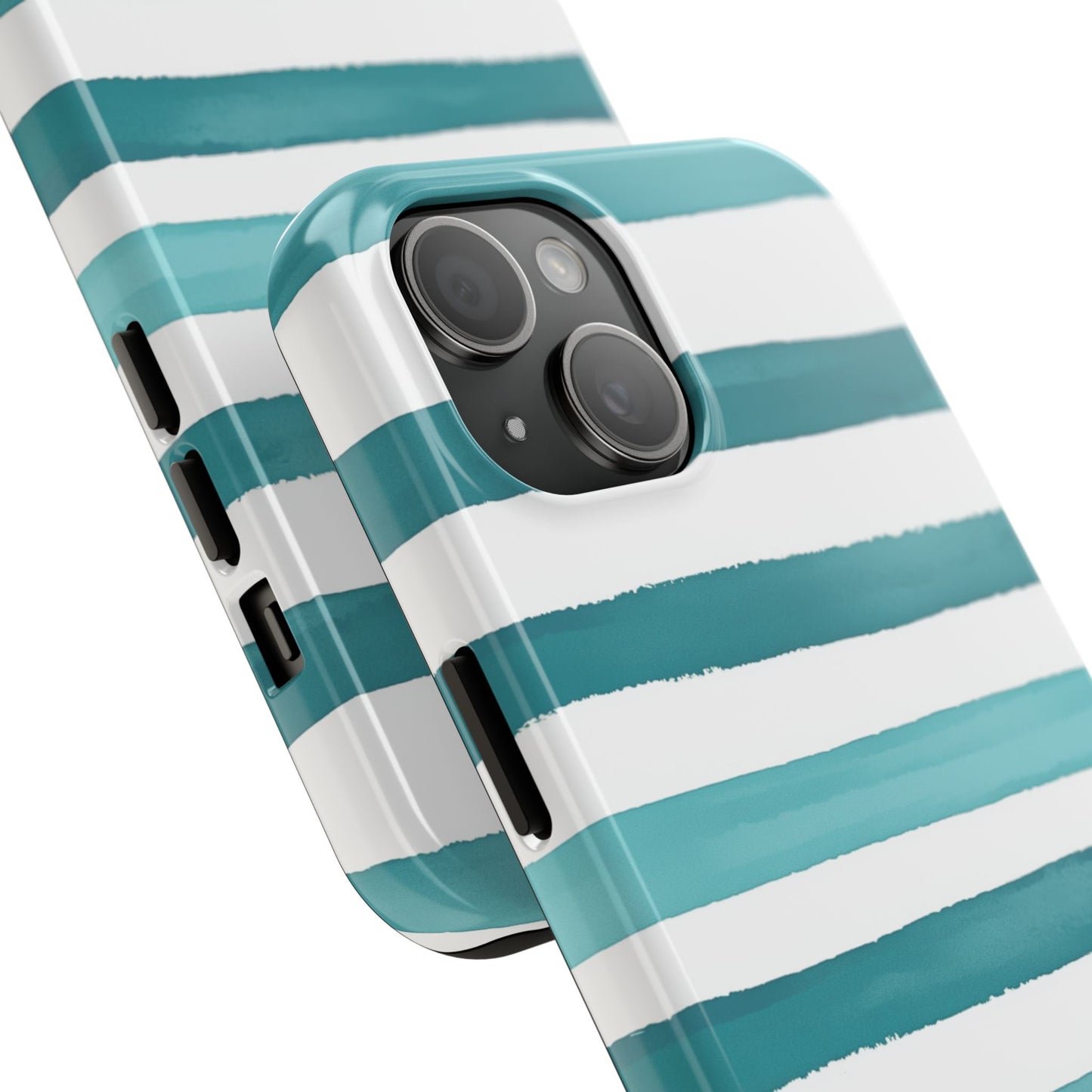Vibrant Lines | Teal Ocean Striped Tough Phone Case