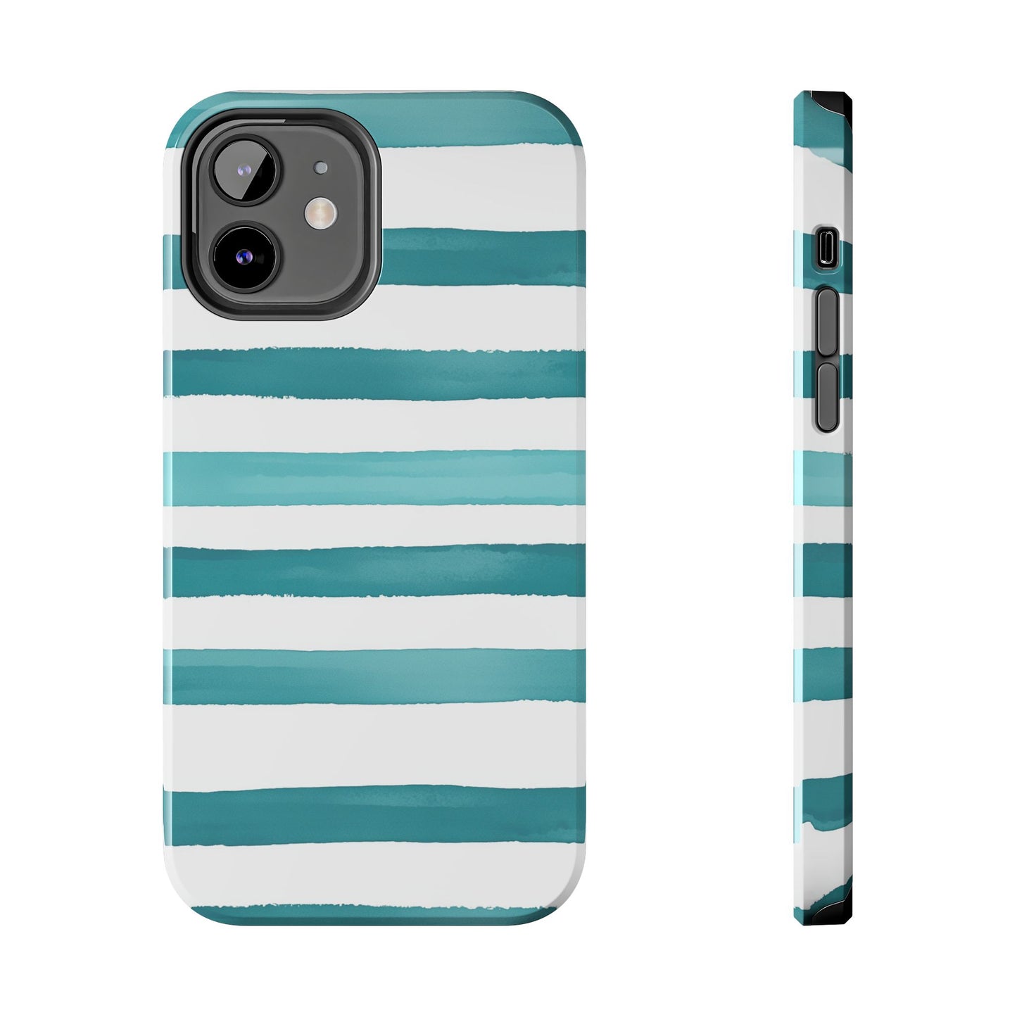 Vibrant Lines | Teal Ocean Striped Tough Phone Case