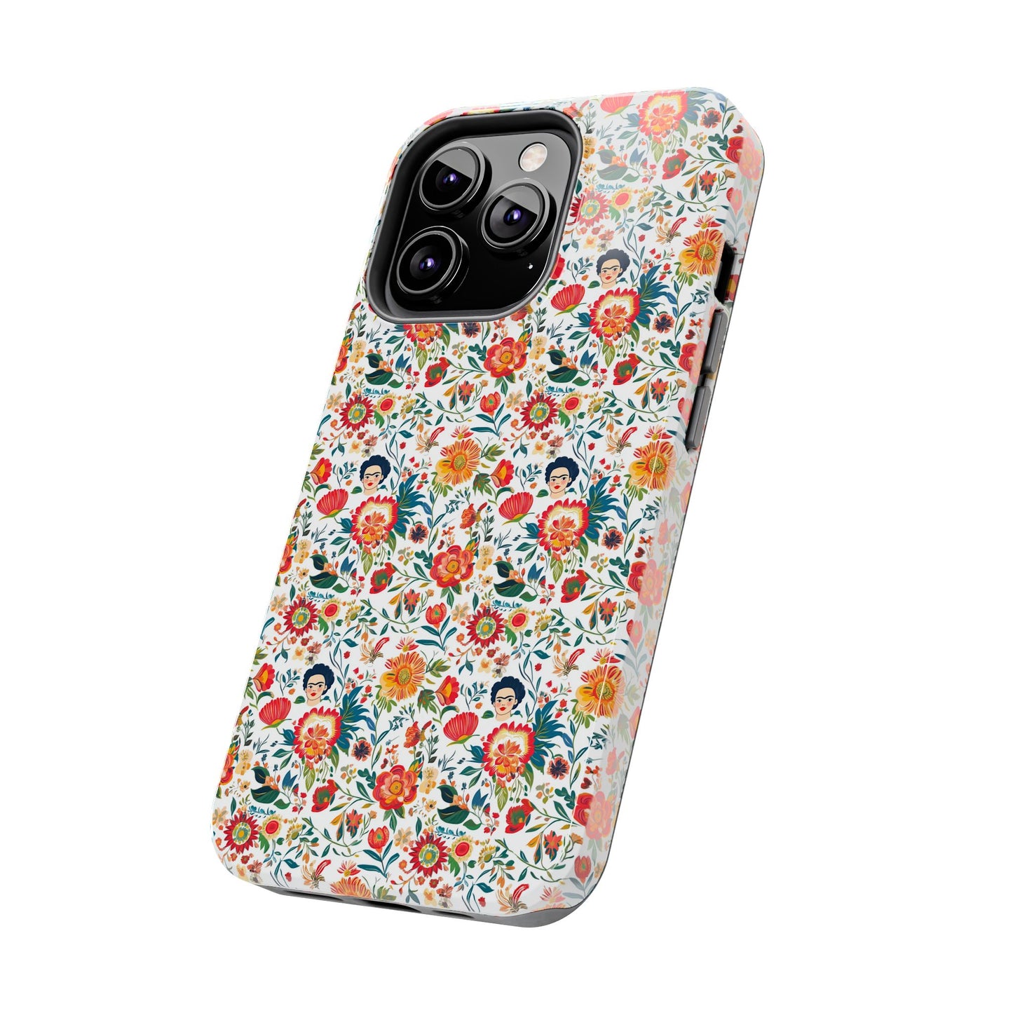 Frida Collection | Colorful Frida Kahlo Tough Phone Case for iPhone, Protective Case, Hard Shell Cover, Shockproof Case, Flower Pattern, Floral Design