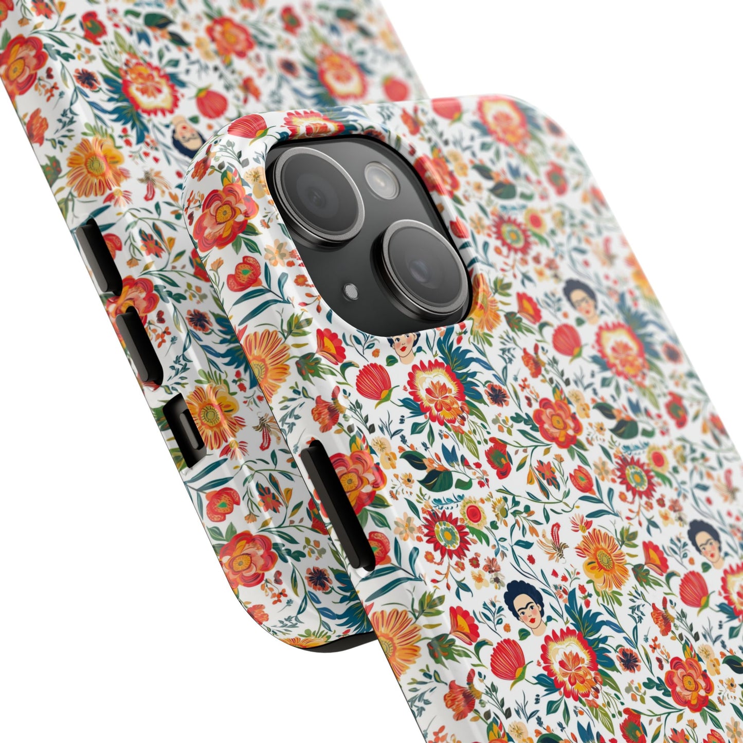 Frida Collection | Colorful Frida Kahlo Tough Phone Case for iPhone, Protective Case, Hard Shell Cover, Shockproof Case, Flower Pattern, Floral Design