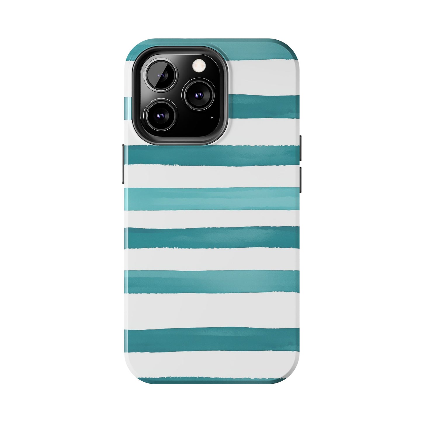 Vibrant Lines | Teal Ocean Striped Tough Phone Case