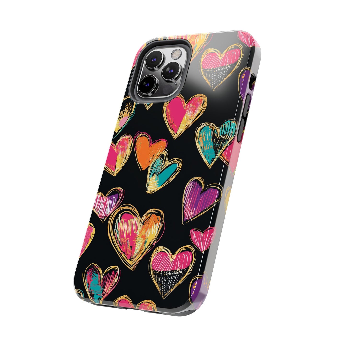 Love is in the Air | Colorful Chalk Hearts Design Phone Case