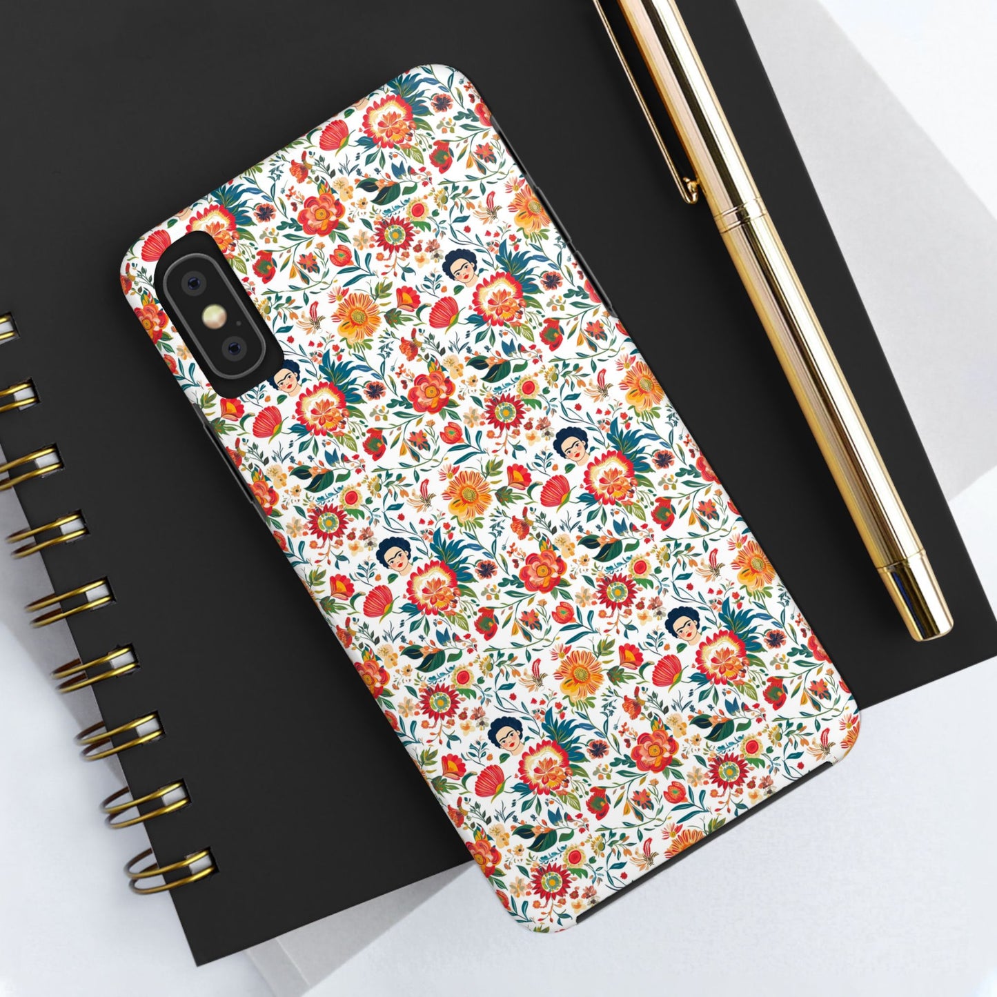 Frida Collection | Colorful Frida Kahlo Tough Phone Case for iPhone, Protective Case, Hard Shell Cover, Shockproof Case, Flower Pattern, Floral Design