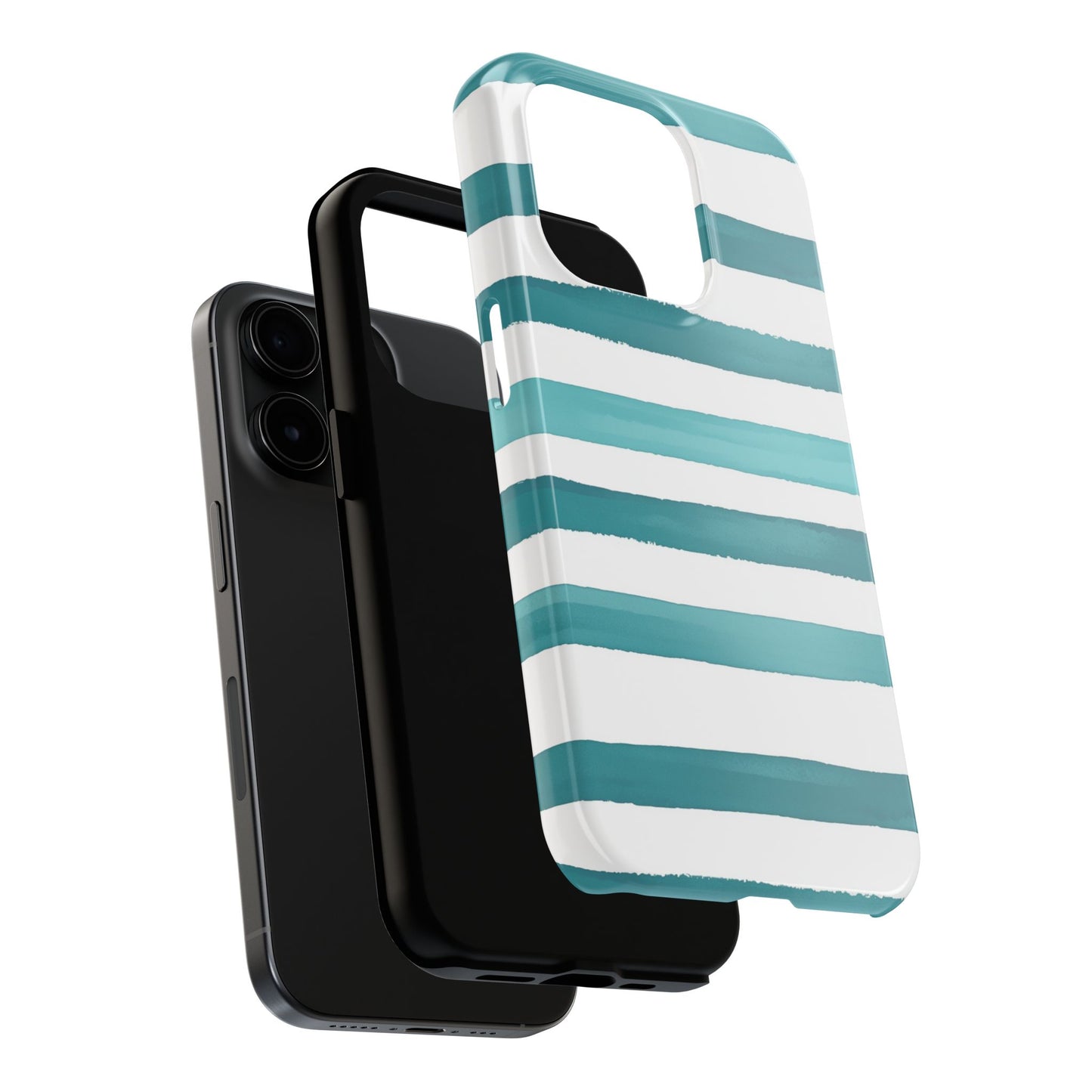 Vibrant Lines | Teal Ocean Striped Tough Phone Case