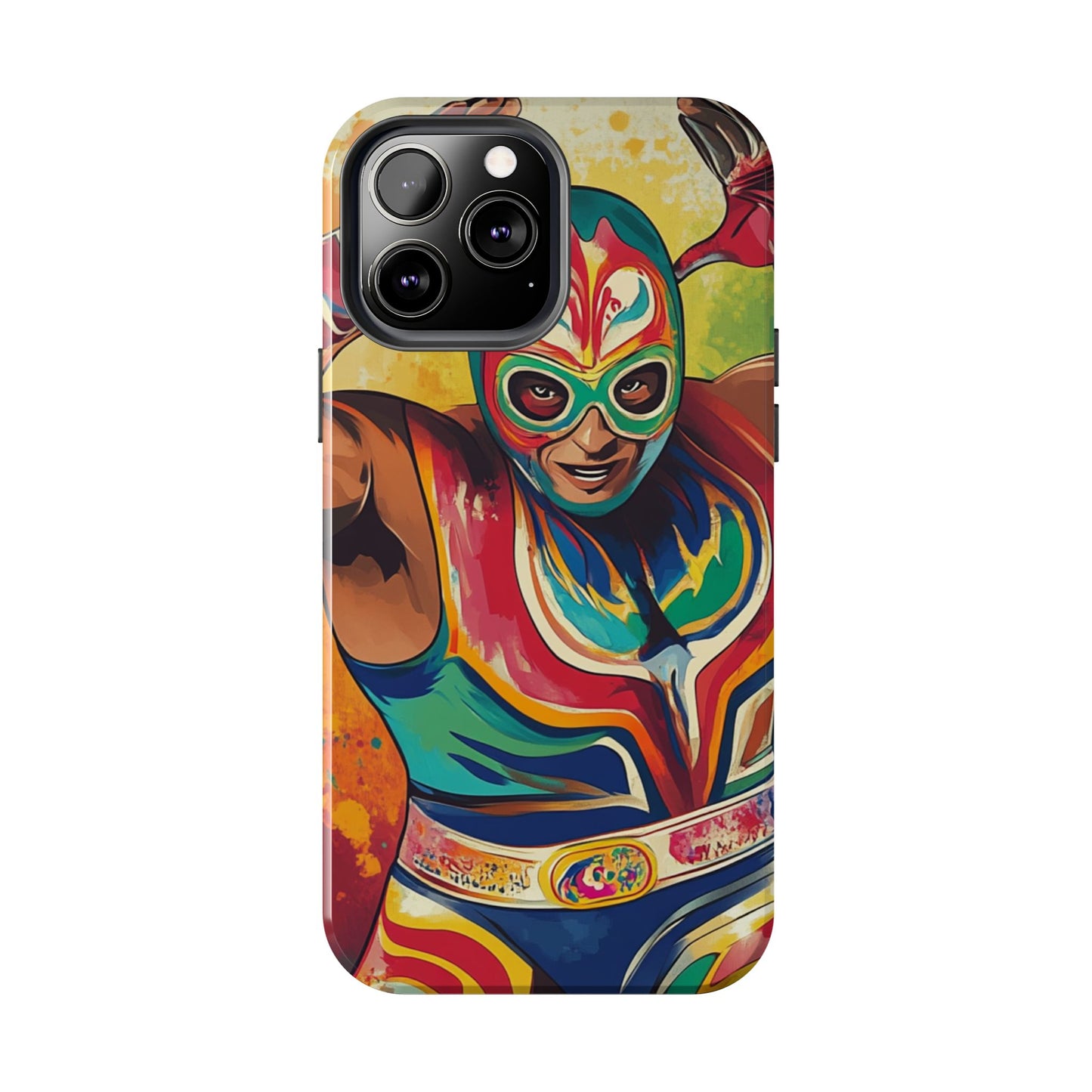 Colorful Lucha Libre Wrestler Tough Phone Case - Protective Phone Cover, Fun Wrestling Fan Gift, Vibrant Masked Wrestler Phone