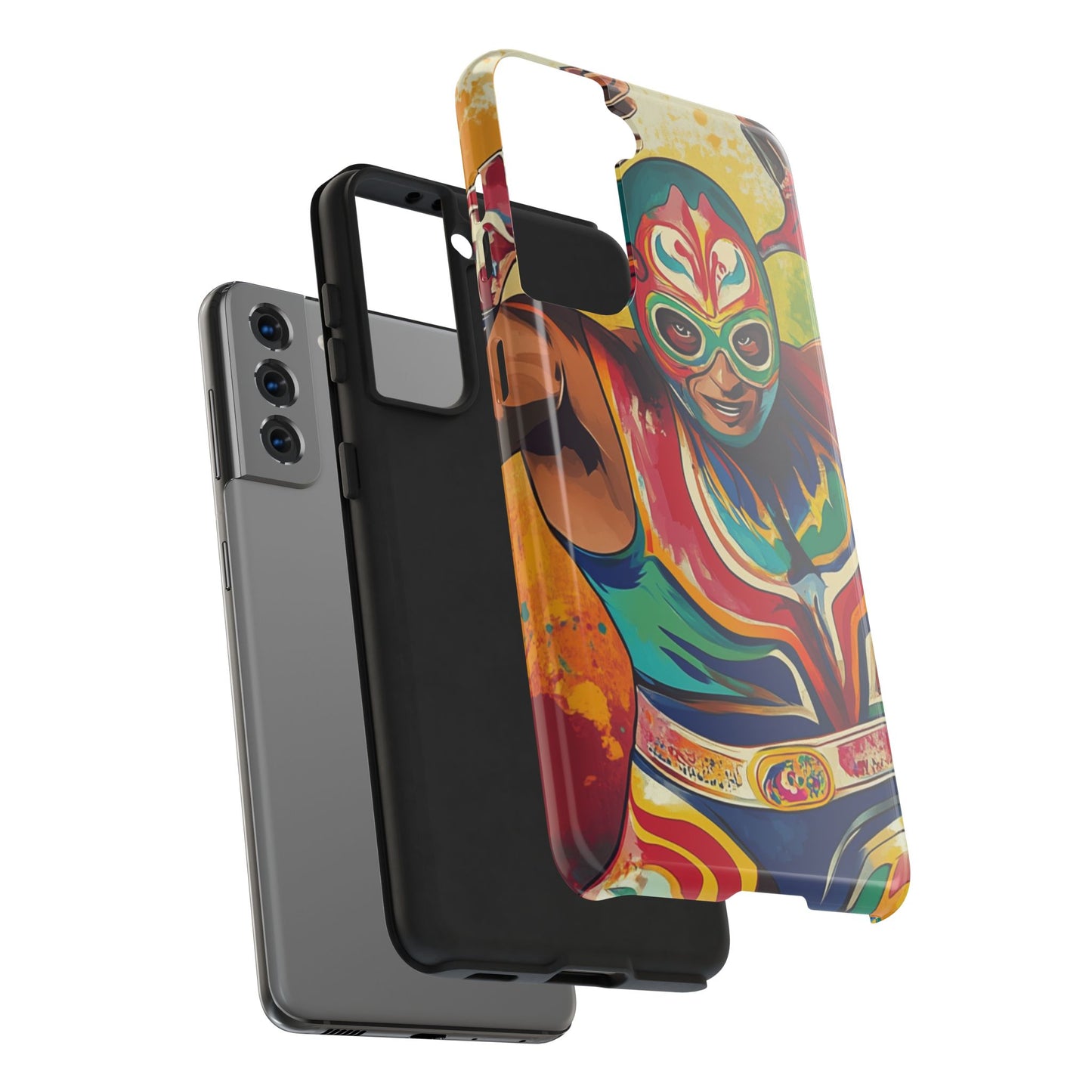 Colorful Lucha Libre Wrestler Tough Phone Case - Protective Phone Cover, Fun Wrestling Fan Gift, Vibrant Masked Wrestler Phone