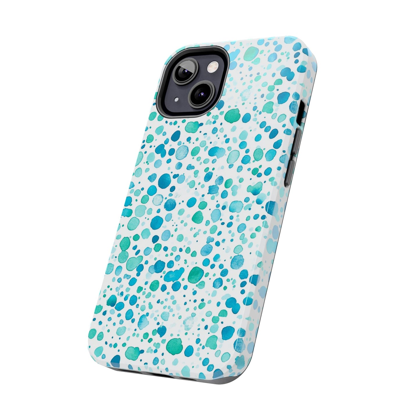 Trendy Spots | Aqua Watercolor Polka Dots Phone Case
