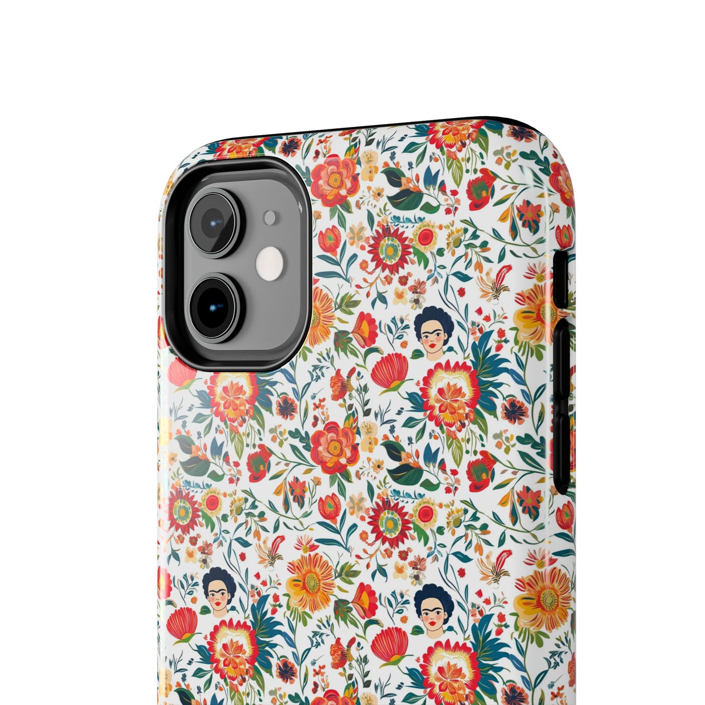 Frida Collection | Colorful Frida Kahlo Tough Phone Case for iPhone, Protective Case, Hard Shell Cover, Shockproof Case, Flower Pattern, Floral Design