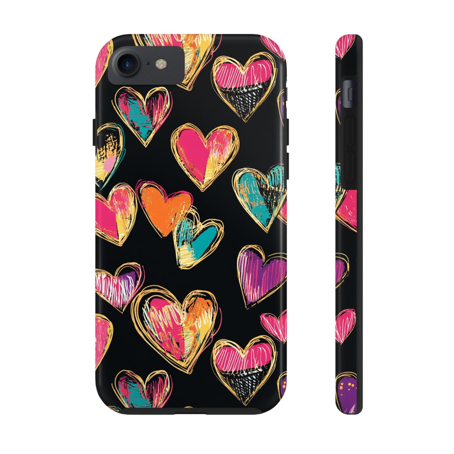 Love is in the Air | Colorful Chalk Hearts Design Phone Case