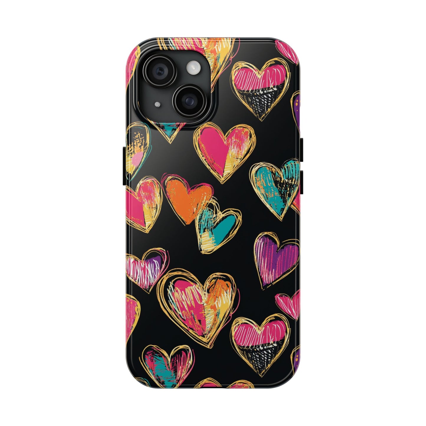 Love is in the Air | Colorful Chalk Hearts Design Phone Case
