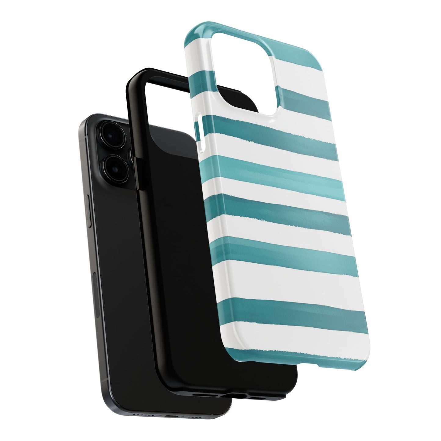 Vibrant Lines | Teal Ocean Striped Tough Phone Case