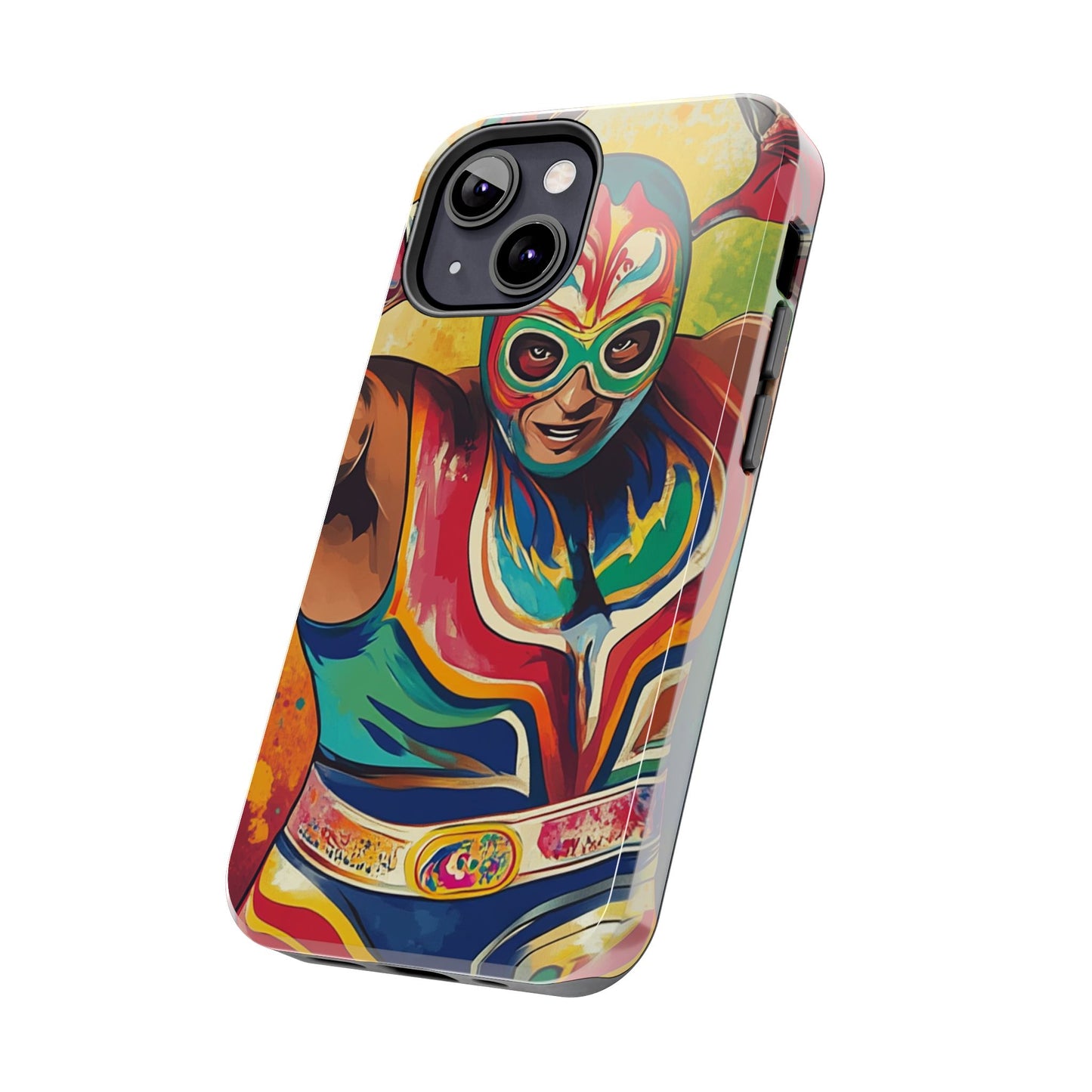 Colorful Lucha Libre Wrestler Tough Phone Case - Protective Phone Cover, Fun Wrestling Fan Gift, Vibrant Masked Wrestler Phone
