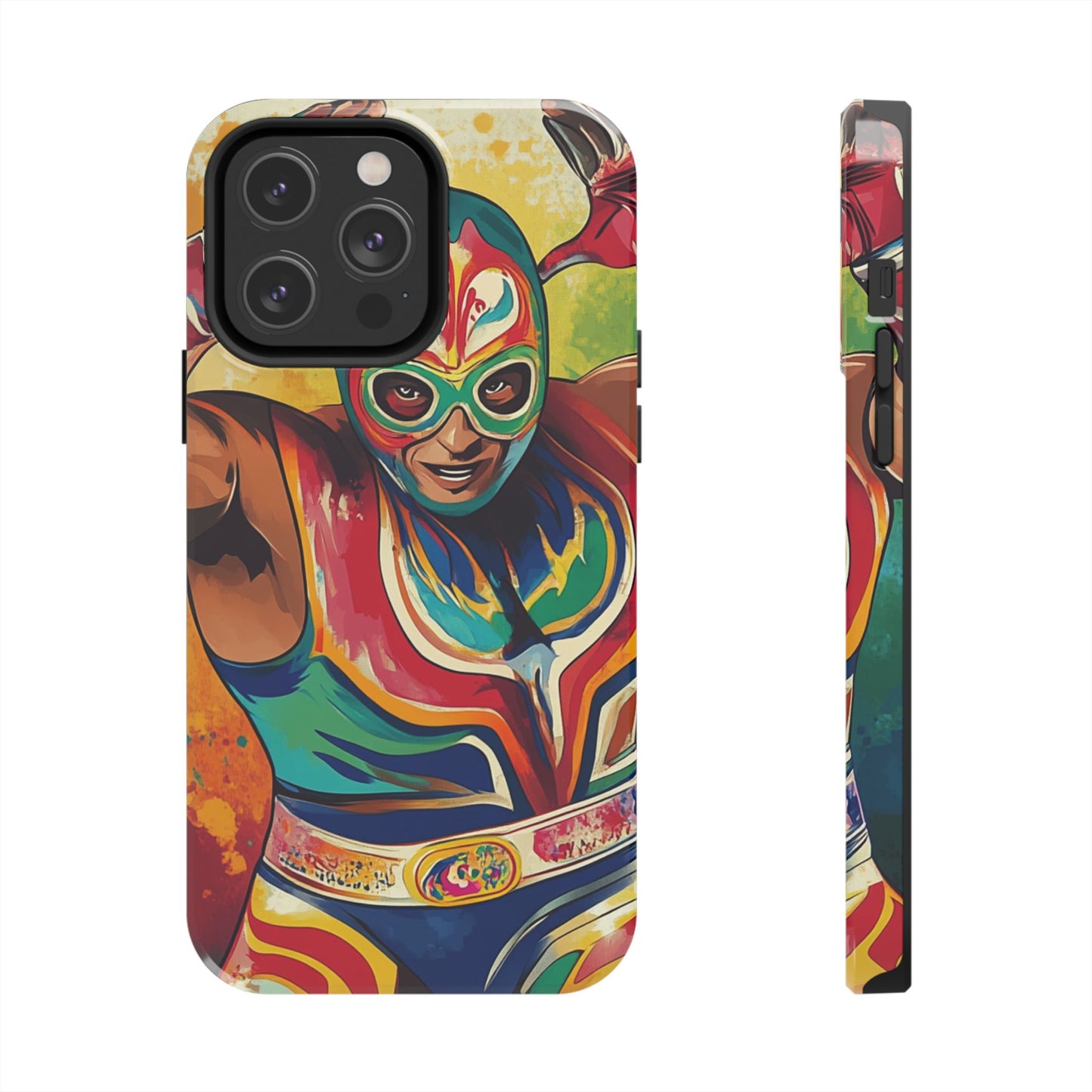 Colorful Lucha Libre Wrestler Tough Phone Case - Protective Phone Cover, Fun Wrestling Fan Gift, Vibrant Masked Wrestler Phone