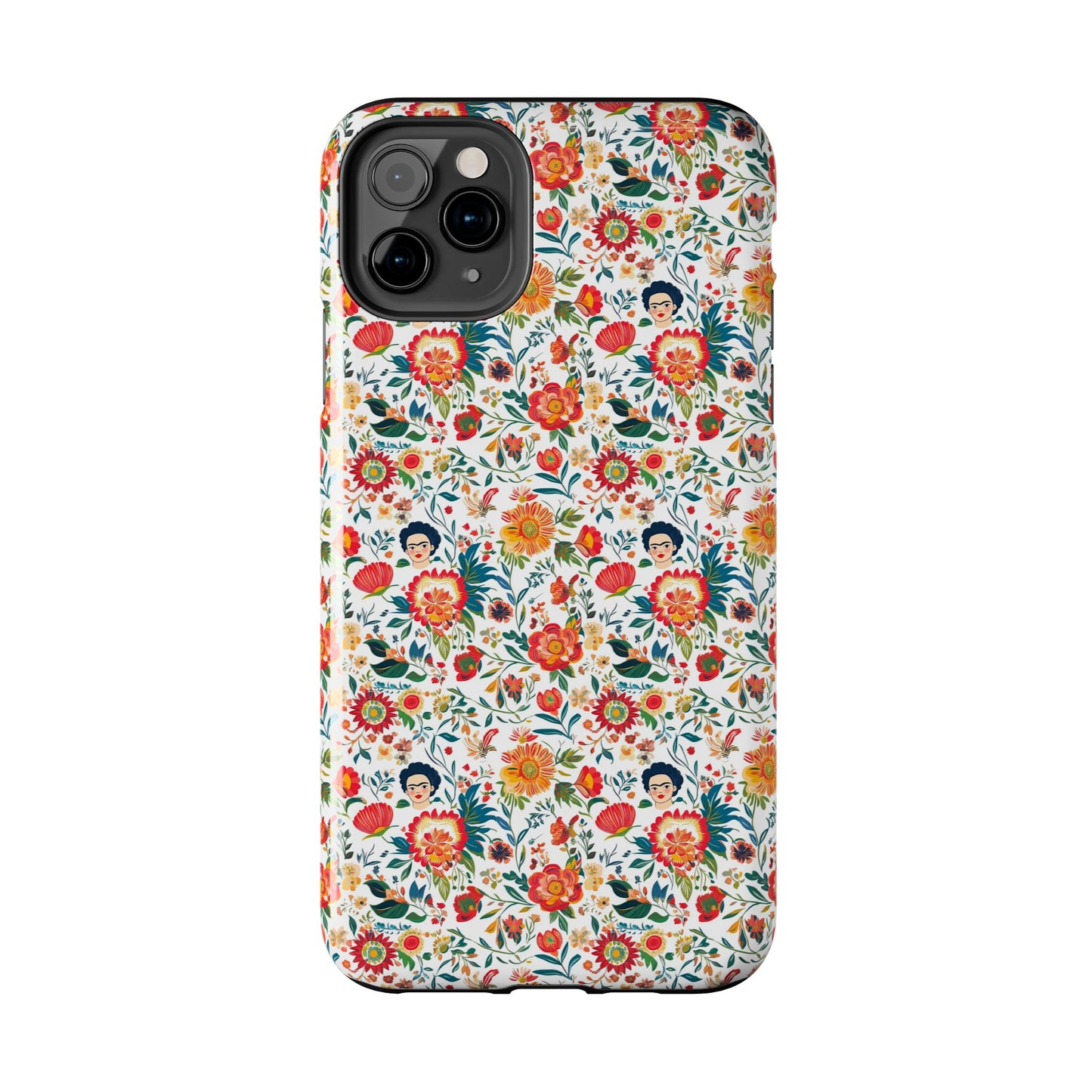 Frida Collection | Colorful Frida Kahlo Tough Phone Case for iPhone, Protective Case, Hard Shell Cover, Shockproof Case, Flower Pattern, Floral Design