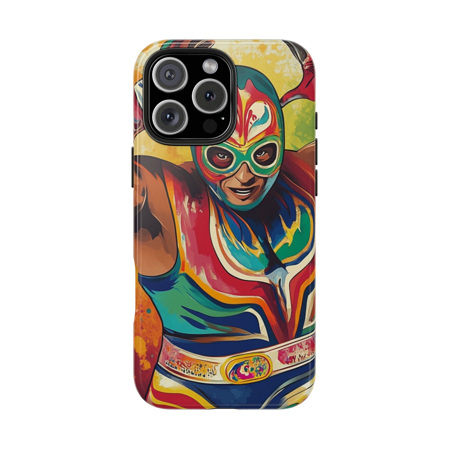 Colorful Lucha Libre Wrestler Tough Phone Case - Protective Phone Cover, Fun Wrestling Fan Gift, Vibrant Masked Wrestler Phone