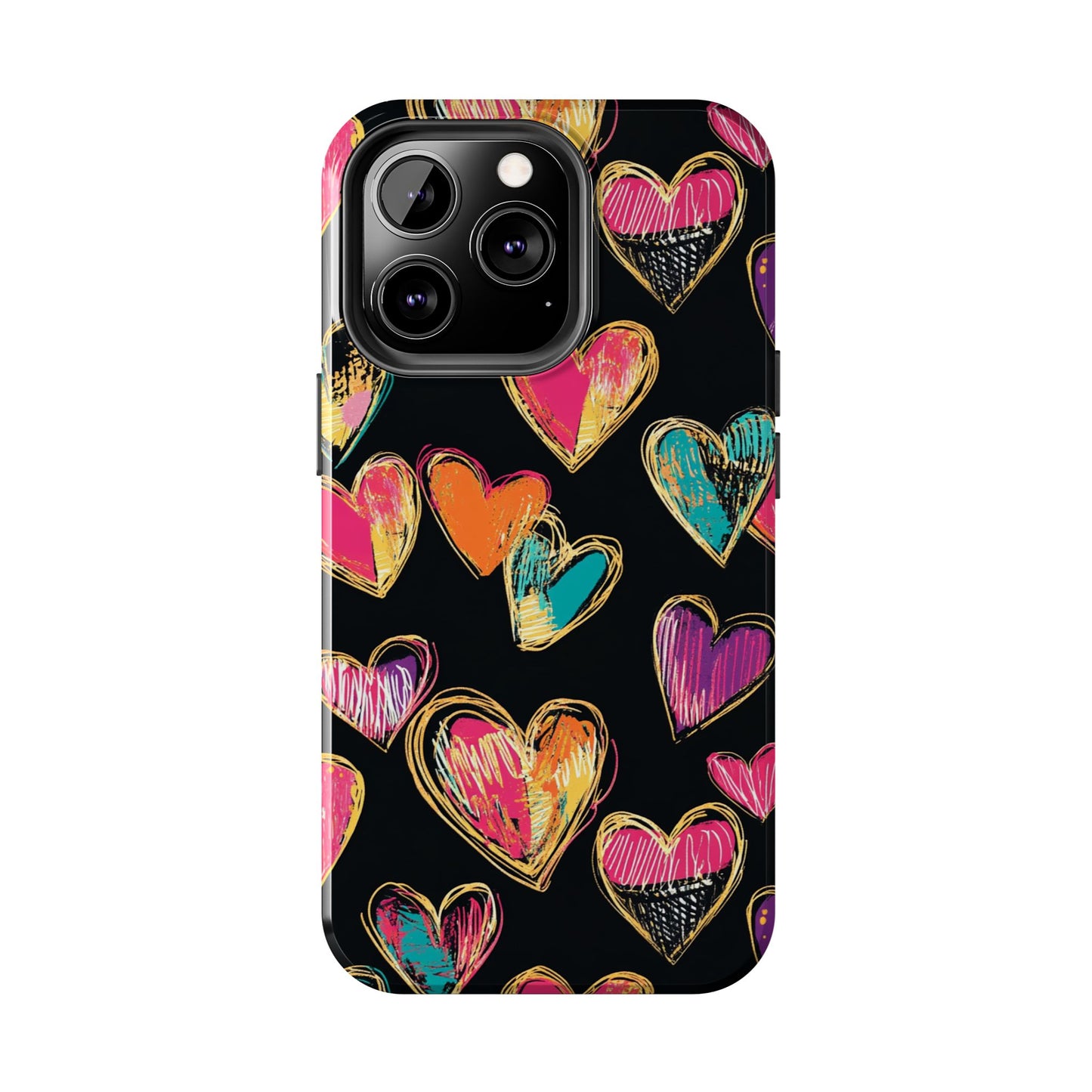 Love is in the Air | Colorful Chalk Hearts Design Phone Case