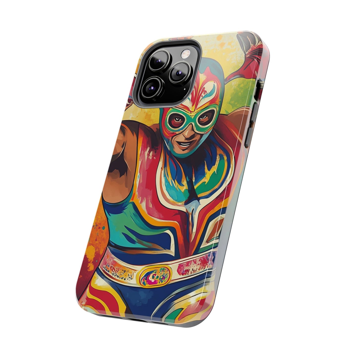 Colorful Lucha Libre Wrestler Tough Phone Case - Protective Phone Cover, Fun Wrestling Fan Gift, Vibrant Masked Wrestler Phone
