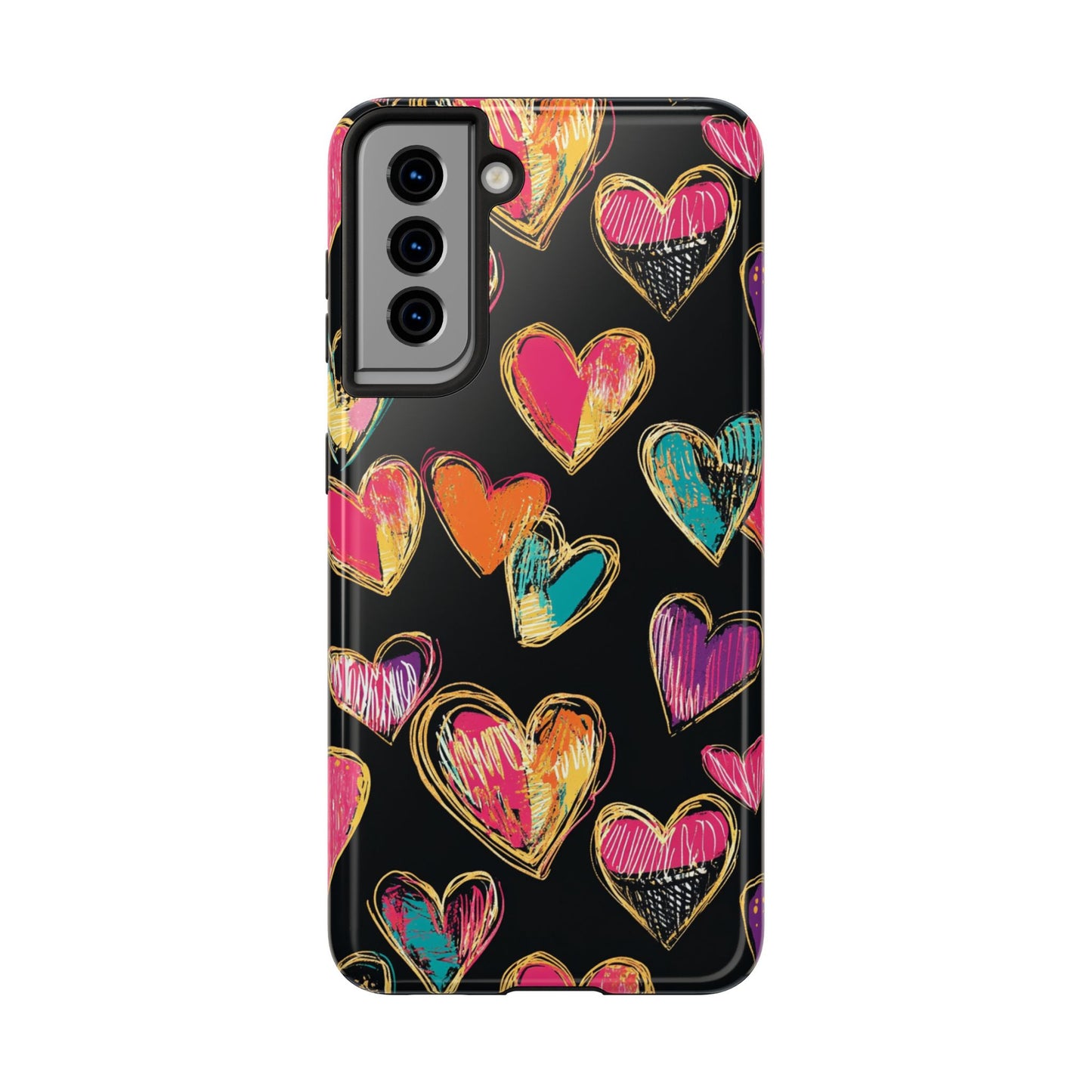 Love is in the Air | Colorful Chalk Hearts Design Phone Case