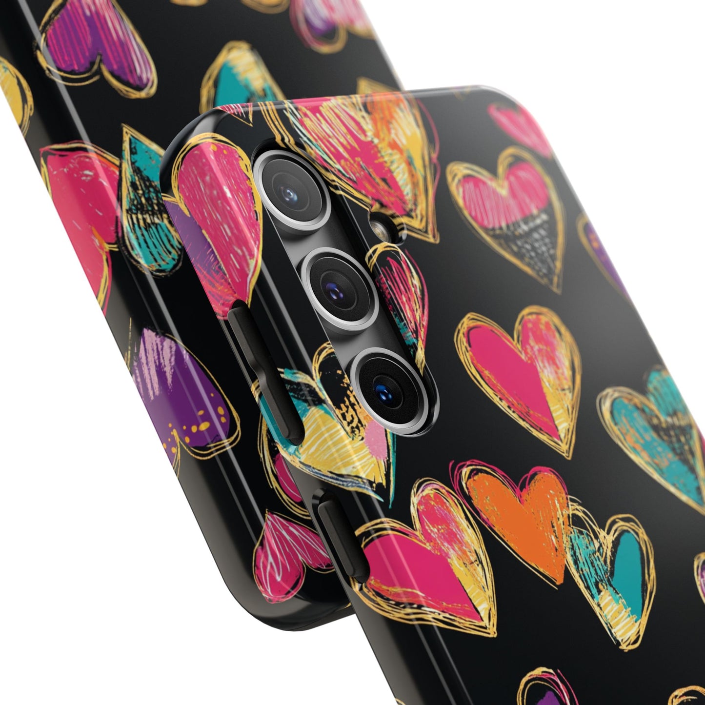 Love is in the Air | Colorful Chalk Hearts Design Phone Case