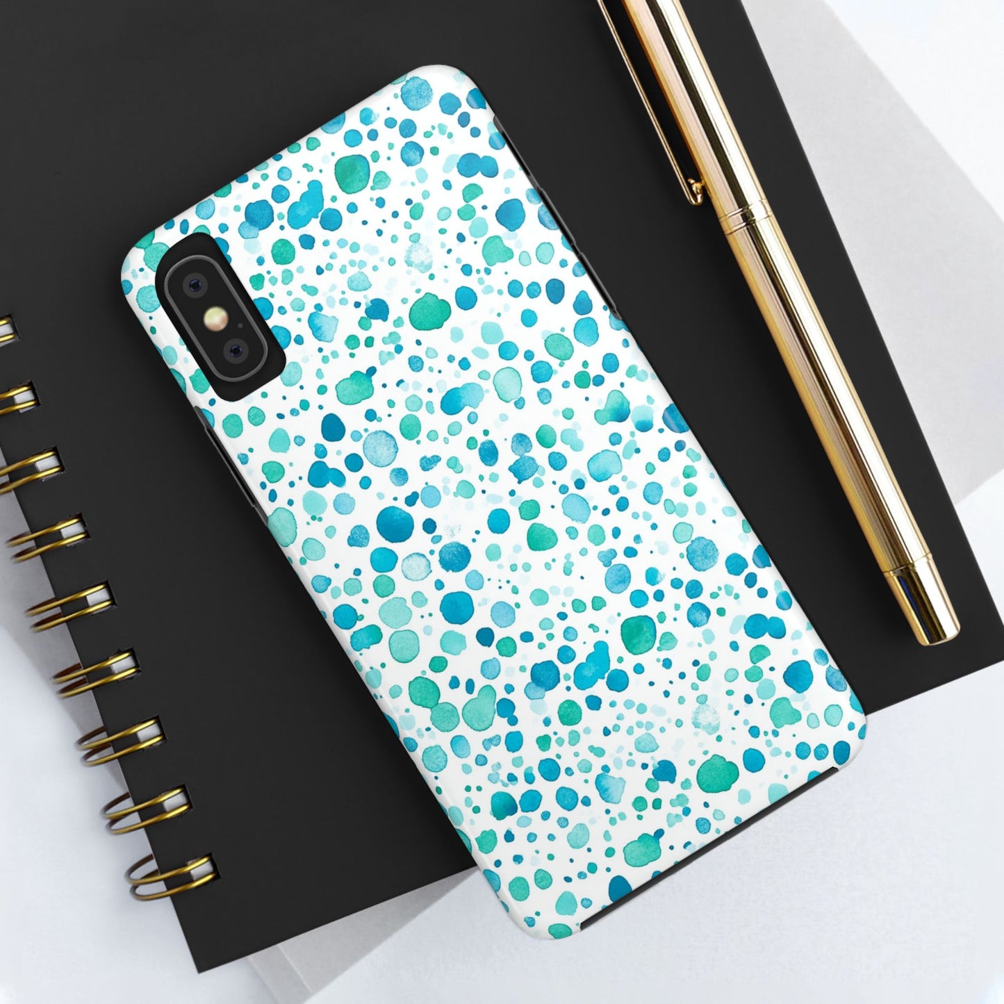 Trendy Spots | Aqua Watercolor Polka Dots Phone Case