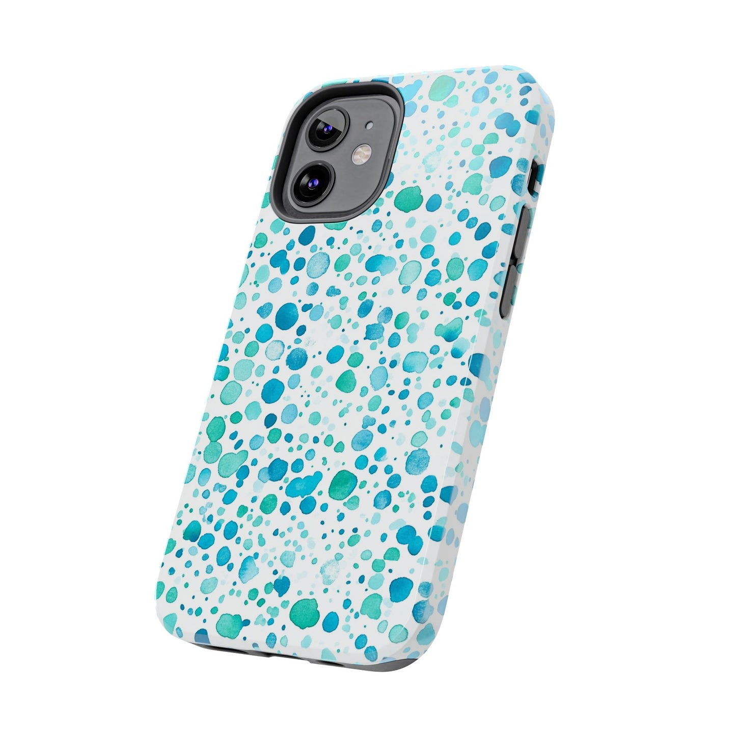 Trendy Spots | Aqua Watercolor Polka Dots Phone Case