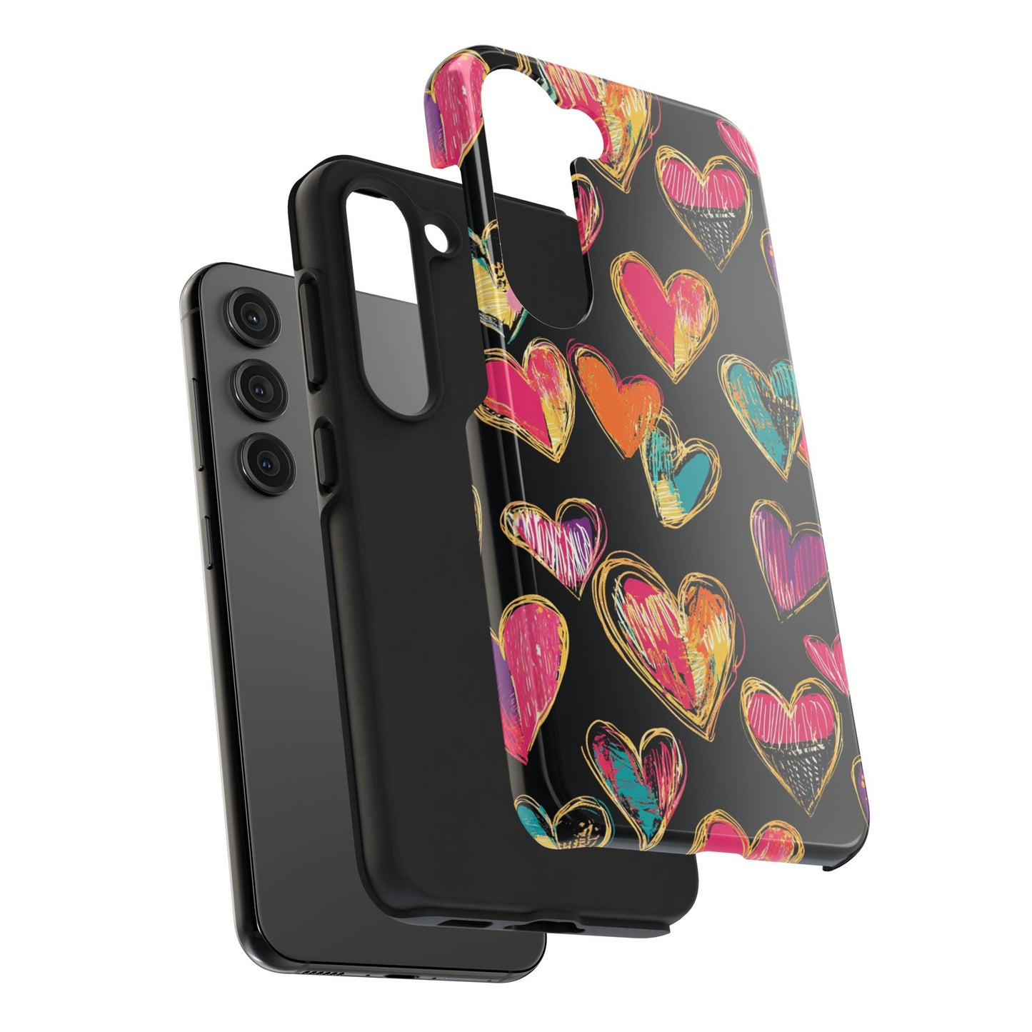 Love is in the Air | Colorful Chalk Hearts Design Phone Case