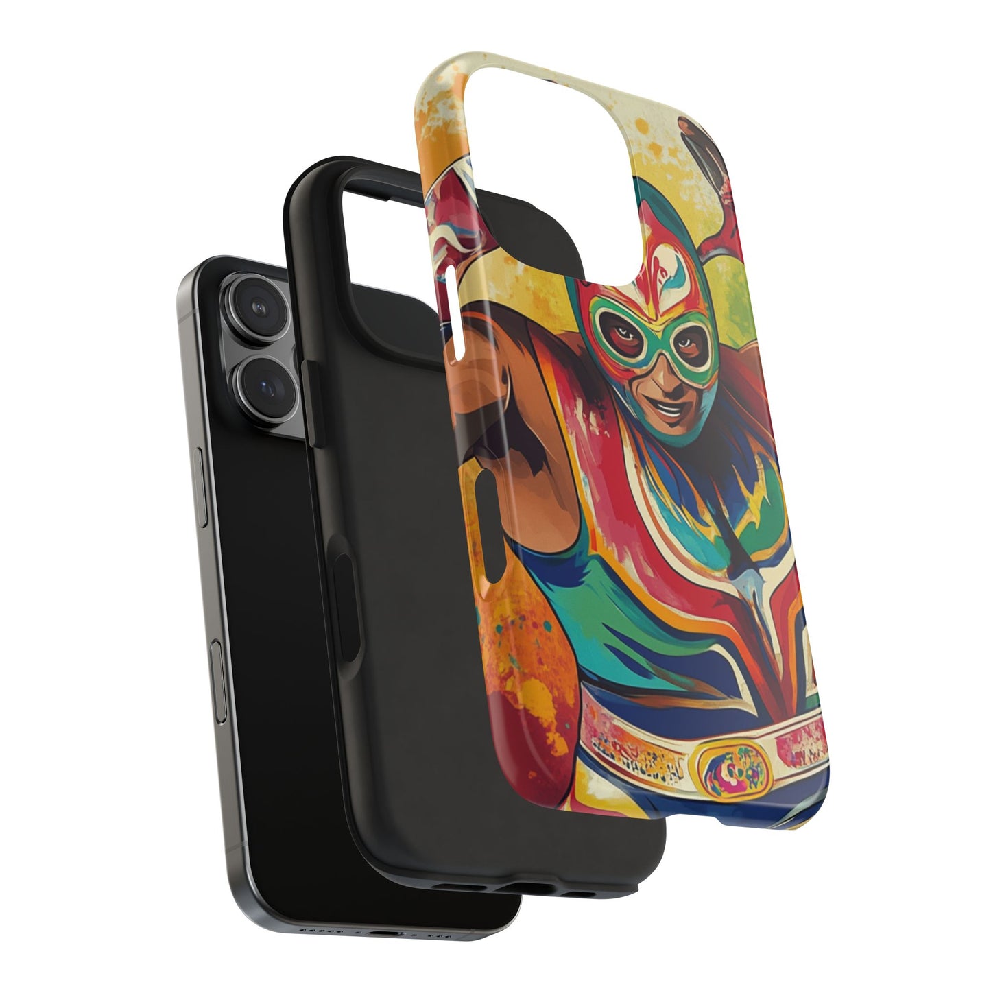 Colorful Lucha Libre Wrestler Tough Phone Case - Protective Phone Cover, Fun Wrestling Fan Gift, Vibrant Masked Wrestler Phone
