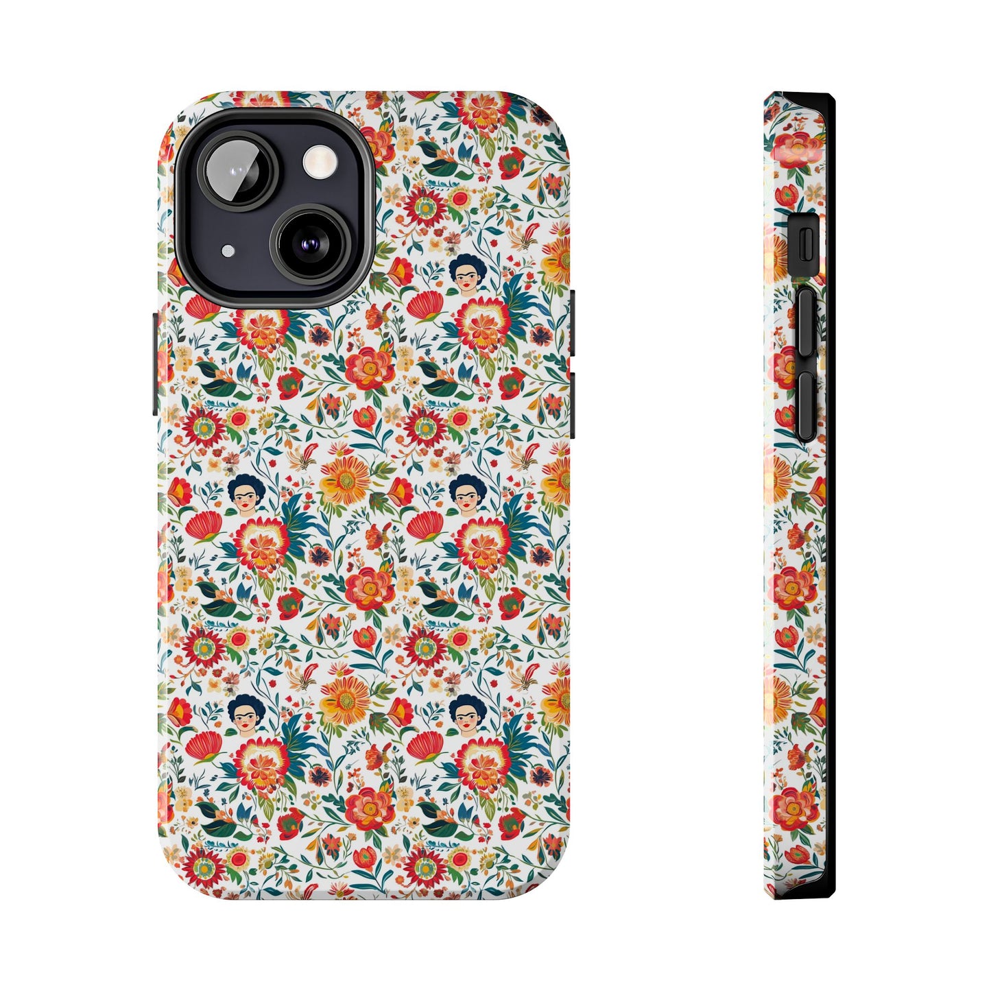 Frida Collection | Colorful Frida Kahlo Tough Phone Case for iPhone, Protective Case, Hard Shell Cover, Shockproof Case, Flower Pattern, Floral Design